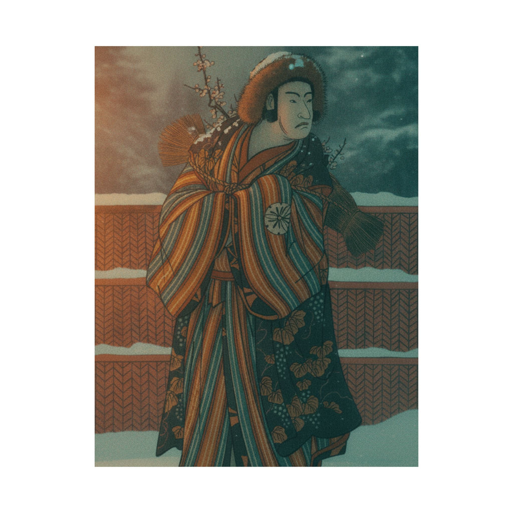 Cinematic — Matsumoto Sumezō As A Man In Winter Attire Standing In The Snow — Matte Poster