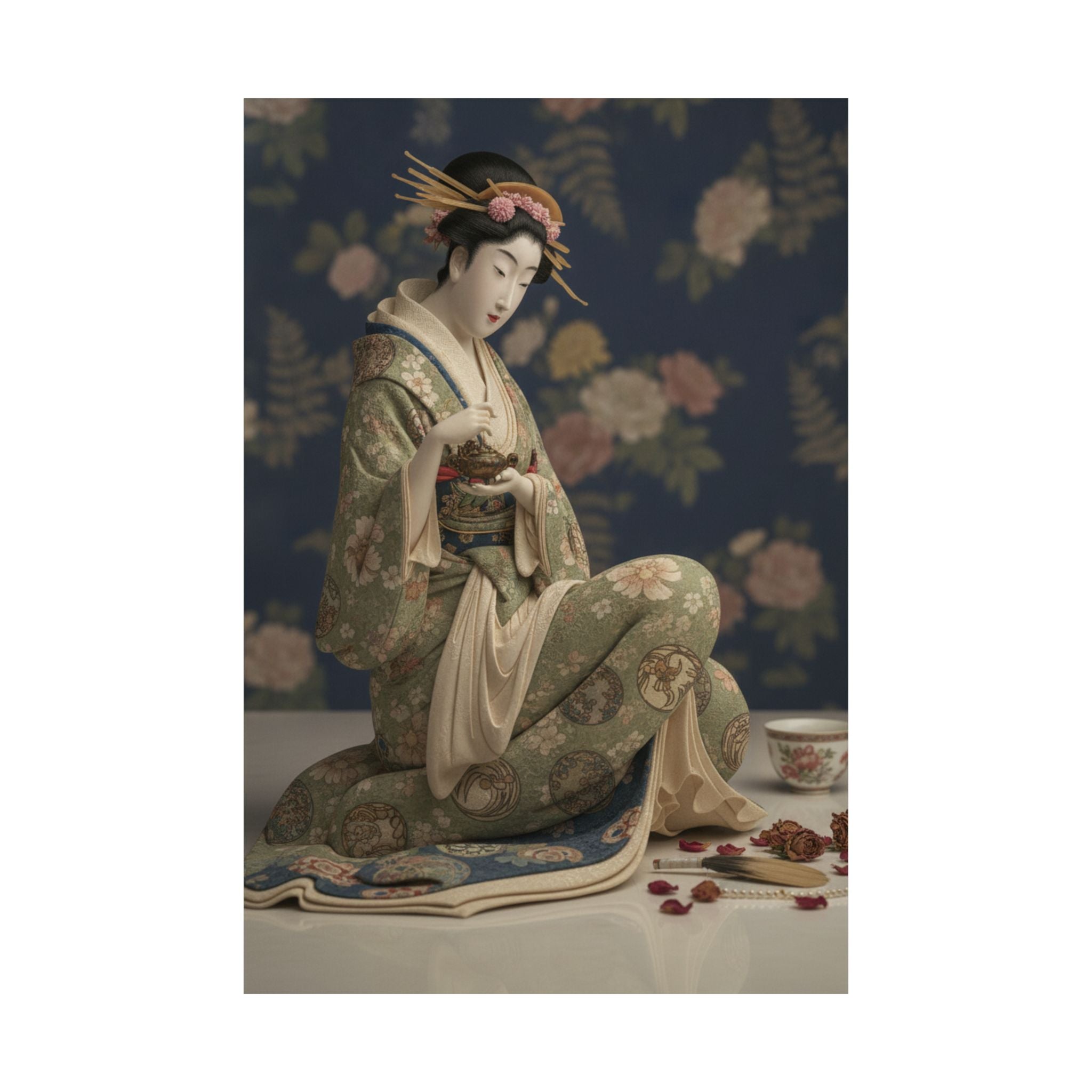 Product Marketing — Konosato Of Takeya Seated, Holding An Incense Burner — Matte Poster