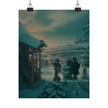 Cinematic — Snow Scene With Figures Outside A Temple — Matte Poster