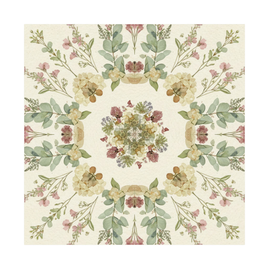 Pressed Wildflower Symmetry Cottagecore Botanical Poster
