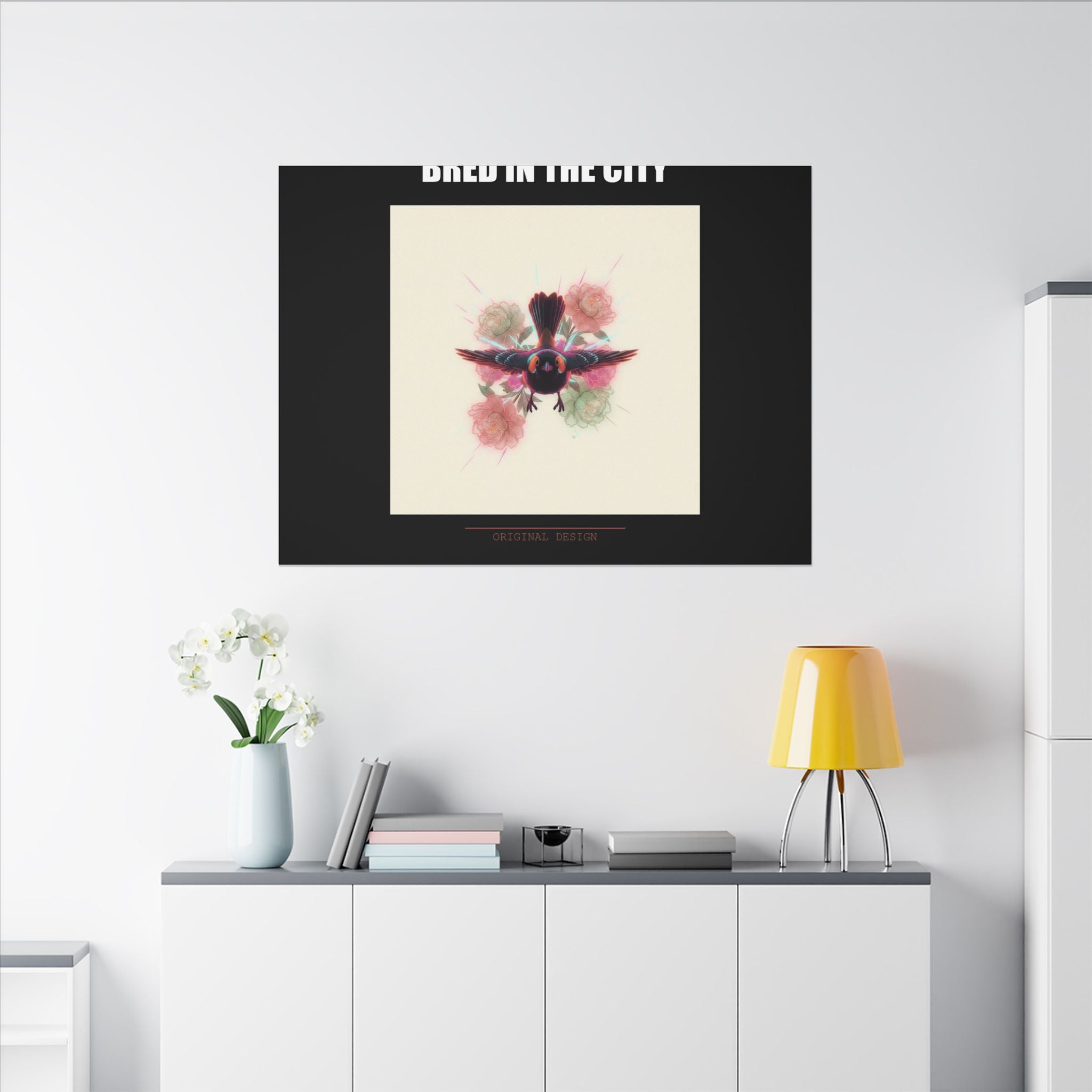 BRED IN THE CITY Flying Bird & Roses Matte Canvas