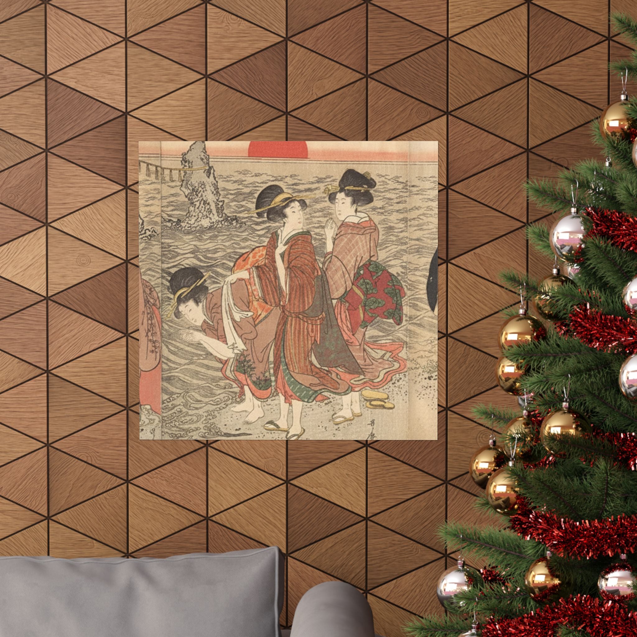 Ecommerce Main — Women Worshipping The Rising Sun Between The Twin Rocks At Ise — Matte Poster
