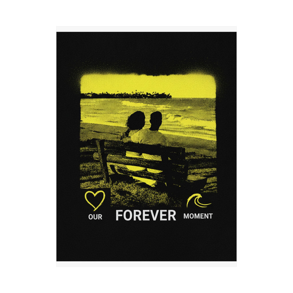 Our Forever Moment Beach Sunset Couple Yellow Matte Poster