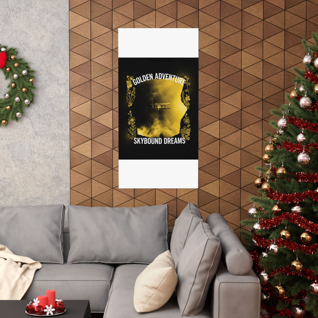 Golden Adventure Skybound Dreams Biplane Art Poster