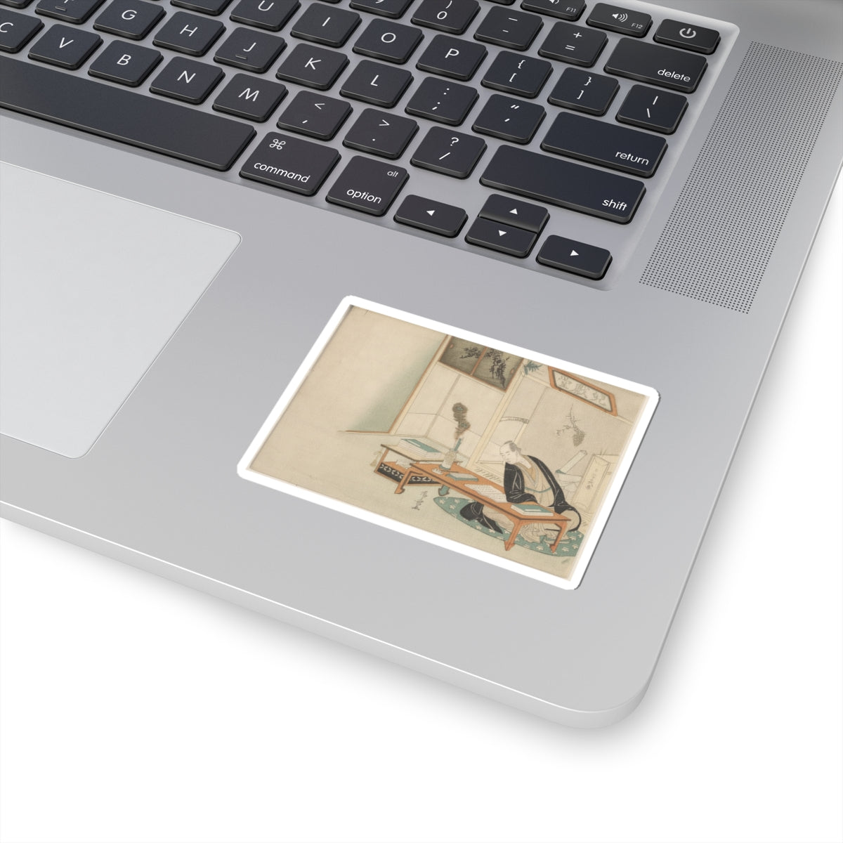 Botanical — Man Seated With His Reading And Writing Materials Before Him — Kiss-Cut Sticker