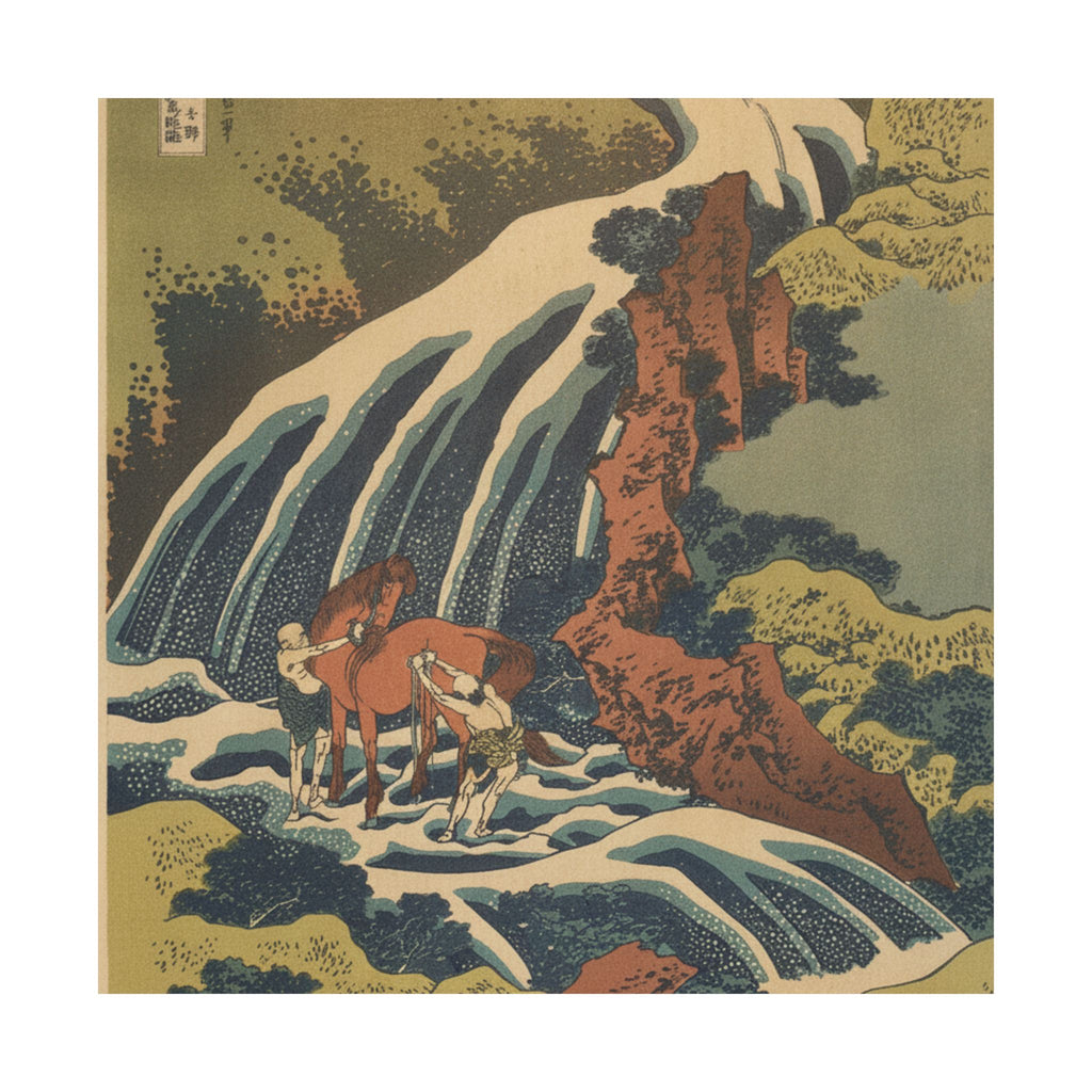 Scenic Nature — The Waterfall Where Yoshitsune Washed His Horse At Yoshino In Yamato Province (W — Matte Poster