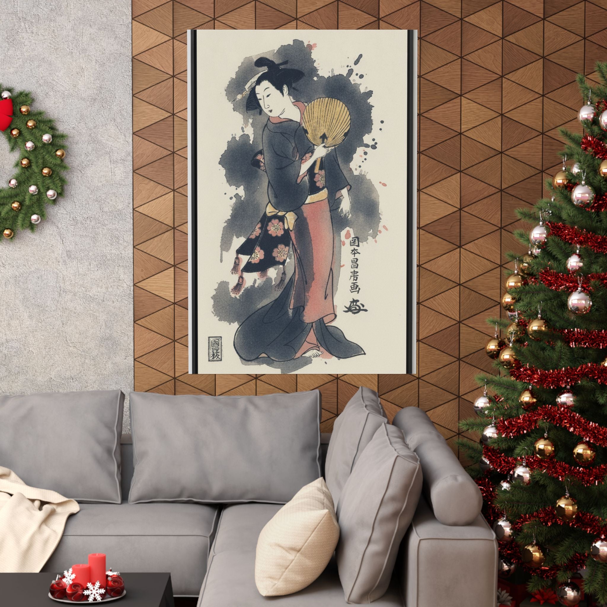Watercolor — Girl With Fan — Matte Poster