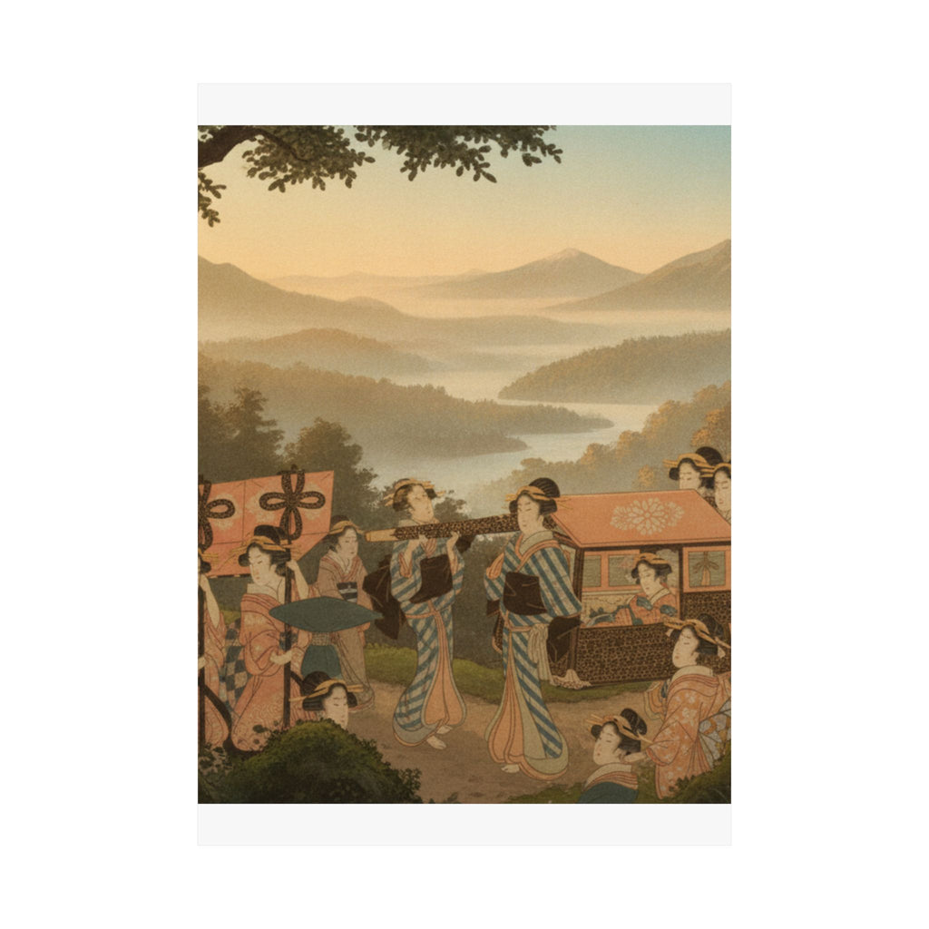 Scenic Nature — Promenade Of Famous Beauty Escorted By Many Female Attendants — Matte Poster