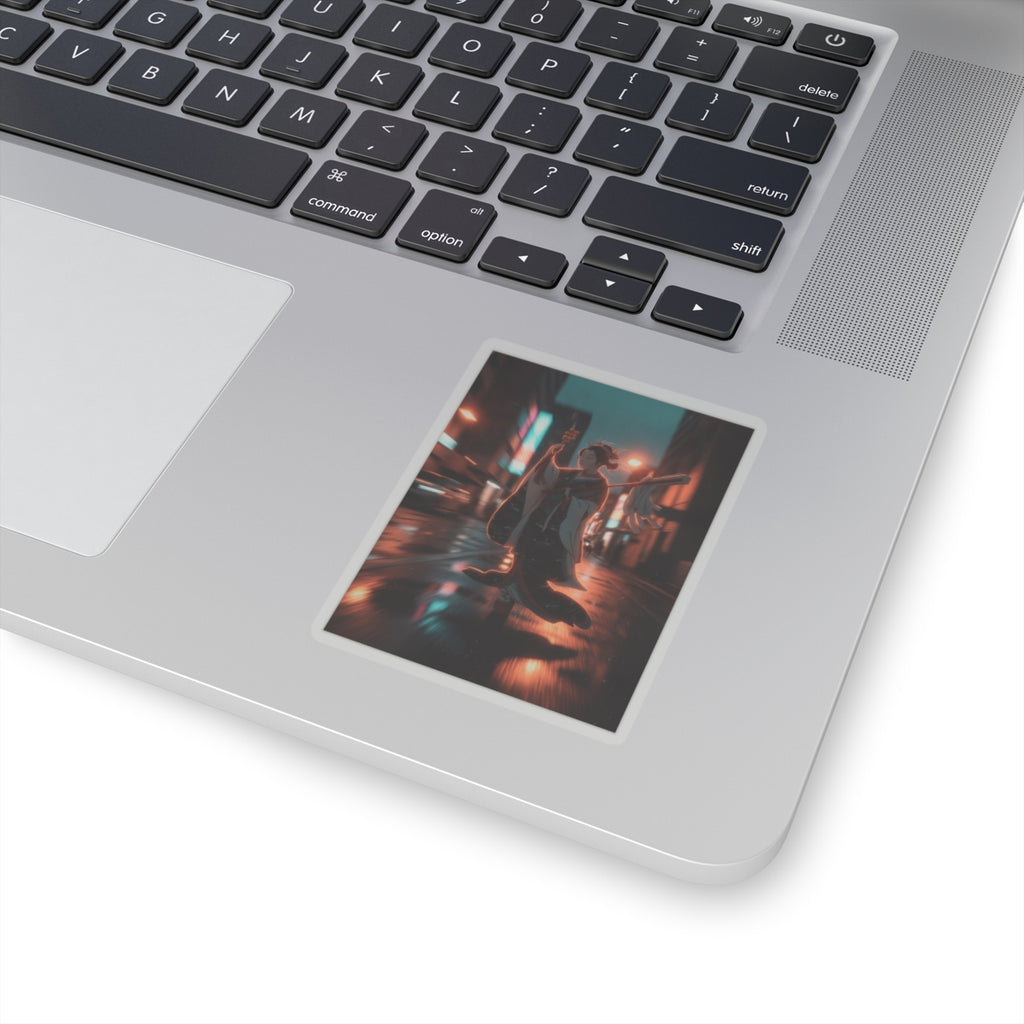 Fast Furious — Girl On Balcony Above Stone Stairway — Kiss-Cut Sticker