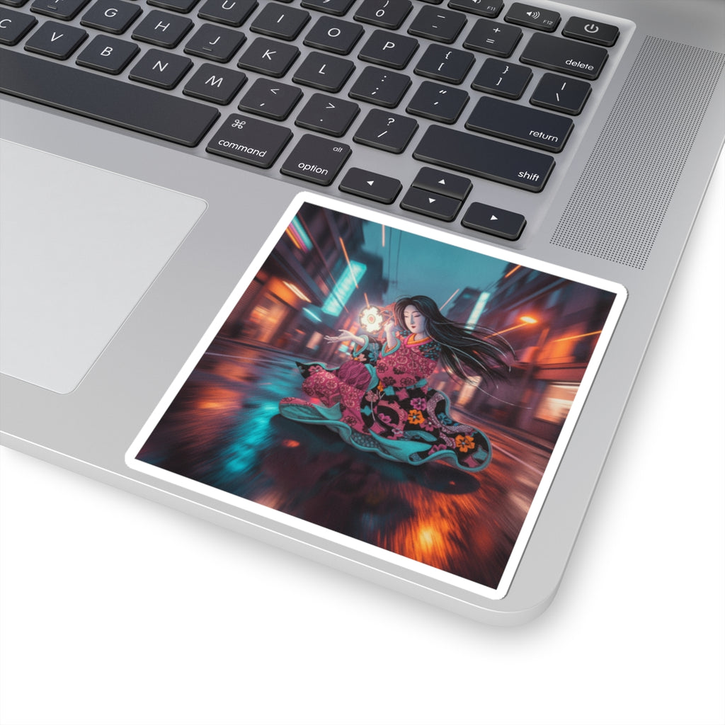 Fast Furious — Woman Playing The Tsuzumi — Kiss-Cut Sticker