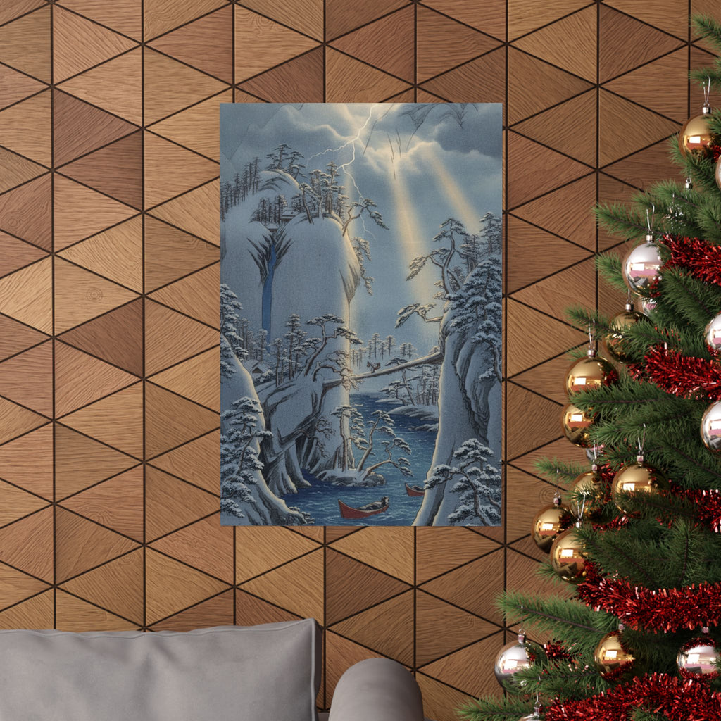Dramatic Storm — River Gorge In Snow — Matte Poster
