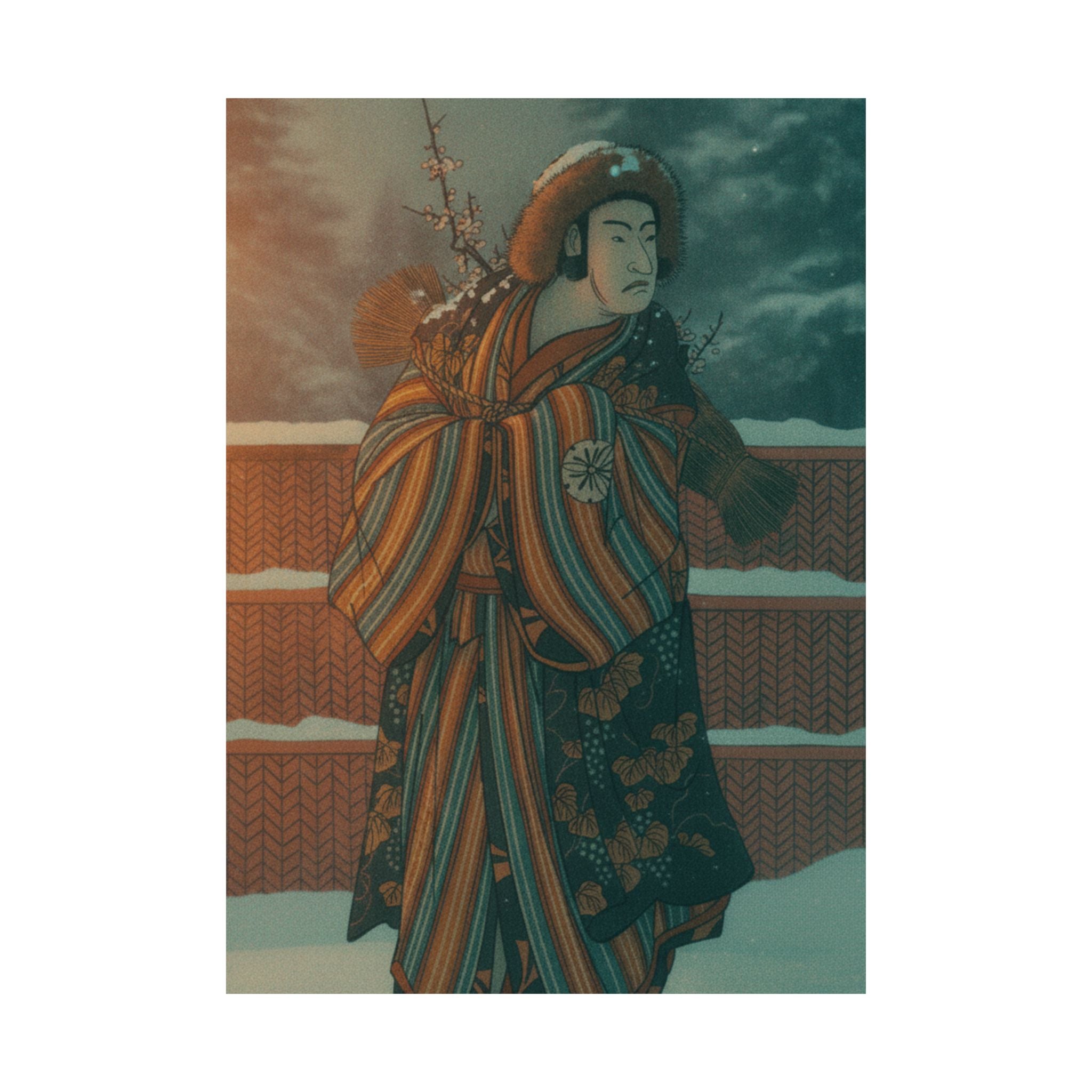 Cinematic — Matsumoto Sumezō As A Man In Winter Attire Standing In The Snow — Matte Poster