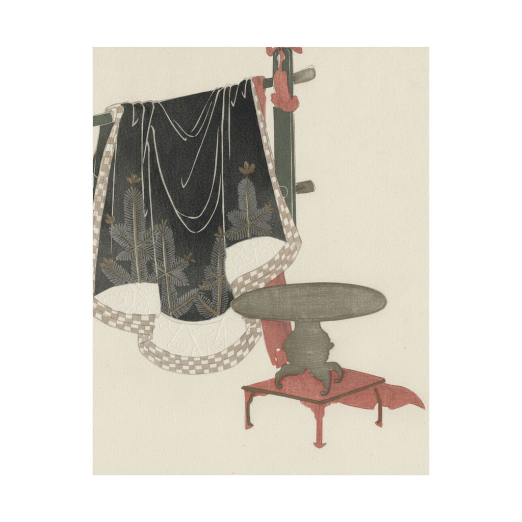 Botanical — Flower Vase With Stand; Dress Hanging On A Clothesrack — Matte Poster