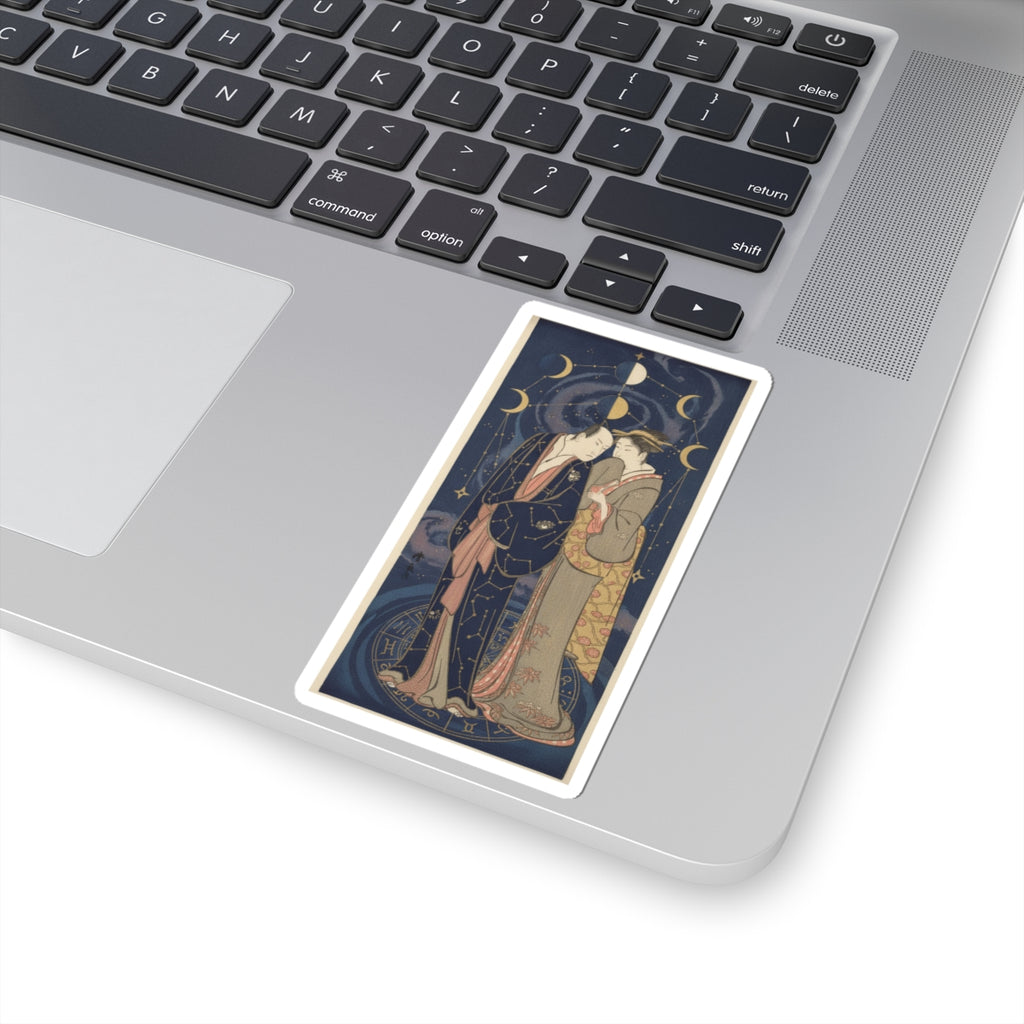 Celestial — Ichikawa Yaozo Iii With A Lady — Kiss-Cut Sticker