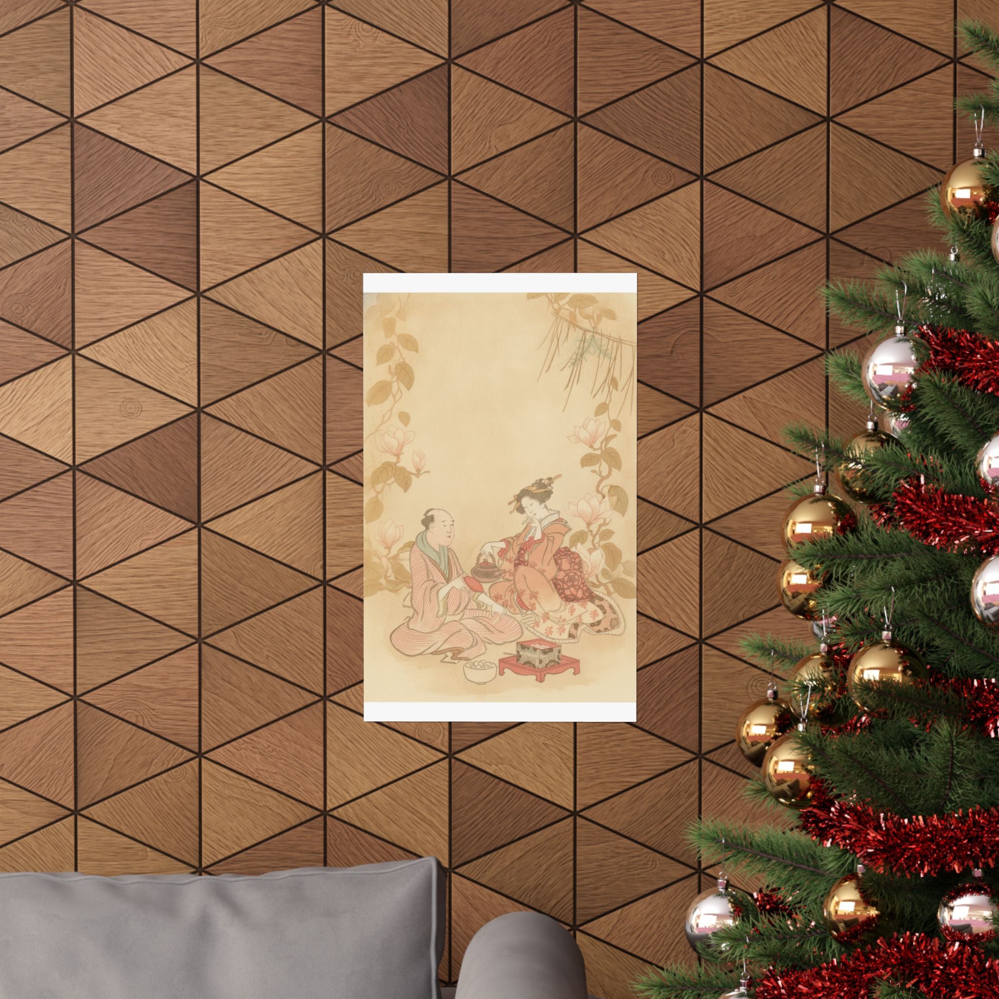 Southern Sunset — Woman Entertaining Her Guest With New Year Wine — Matte Poster
