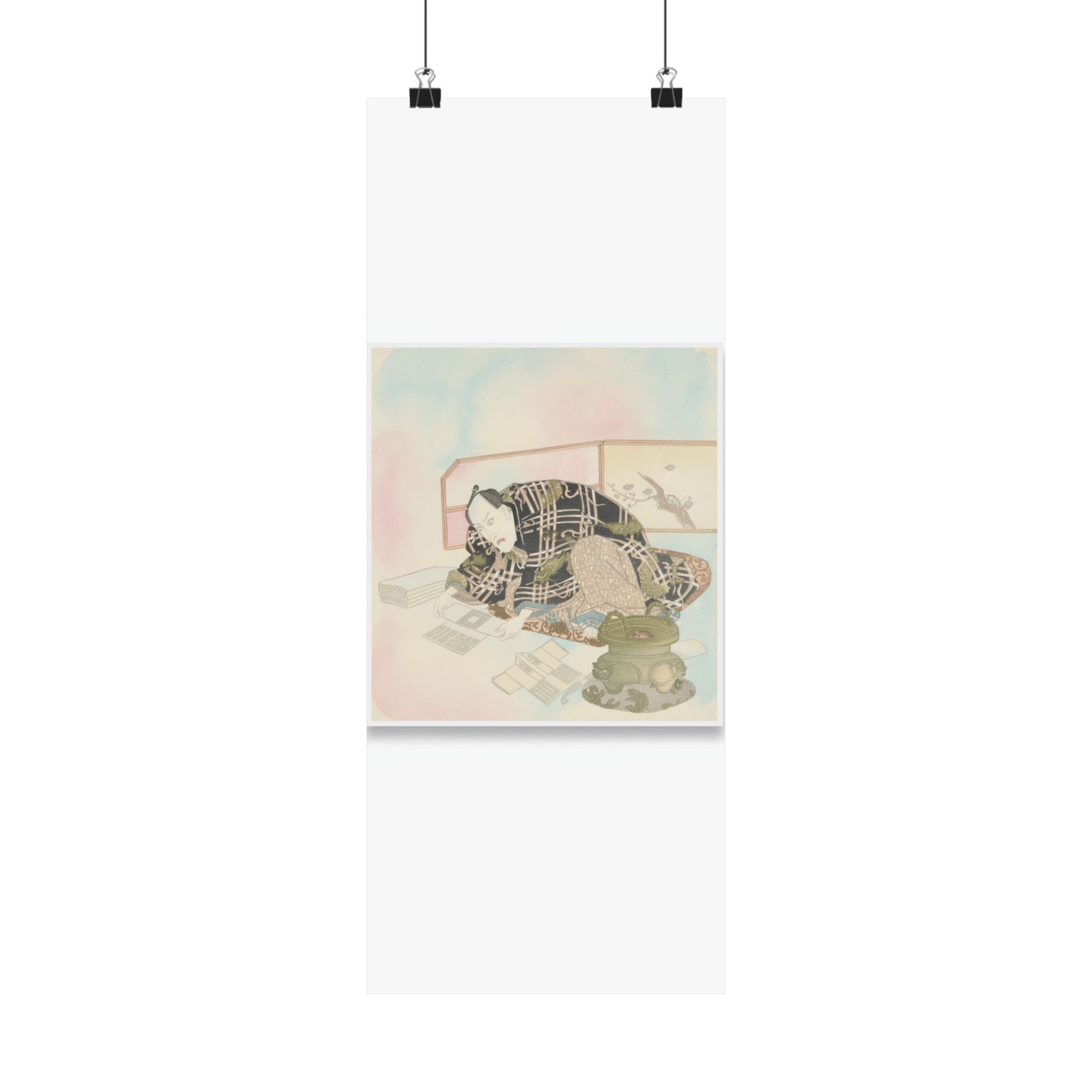 Watercolor — Ichikawa Danjūrō Vii Preparing New Year'S Gifts — Matte Poster