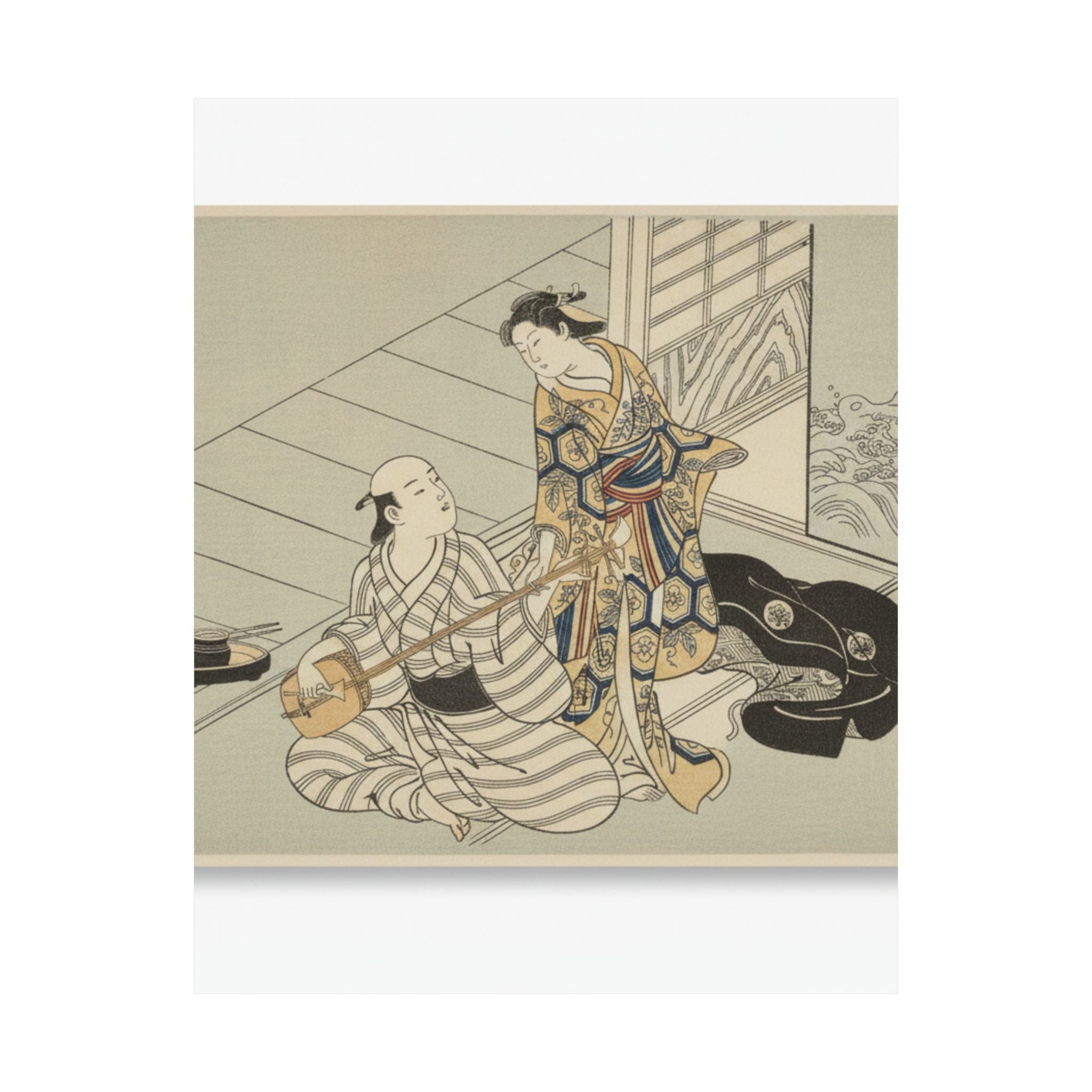 Ecommerce Main — Lady Interrupting Her Lover, Who Is Playing The Shamisen — Matte Poster