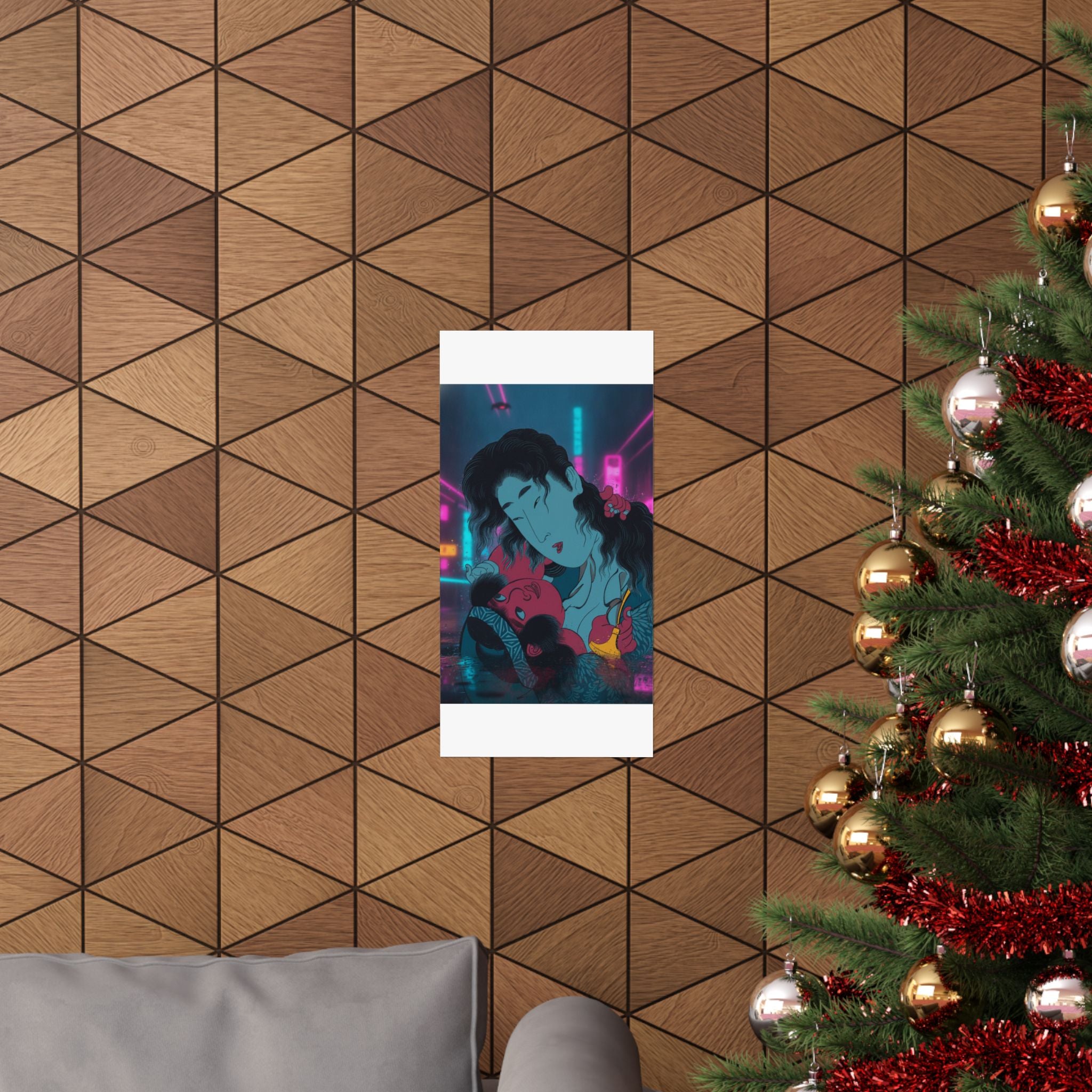 Neon Noir — Yamauba Playing With Kintarō — Matte Poster