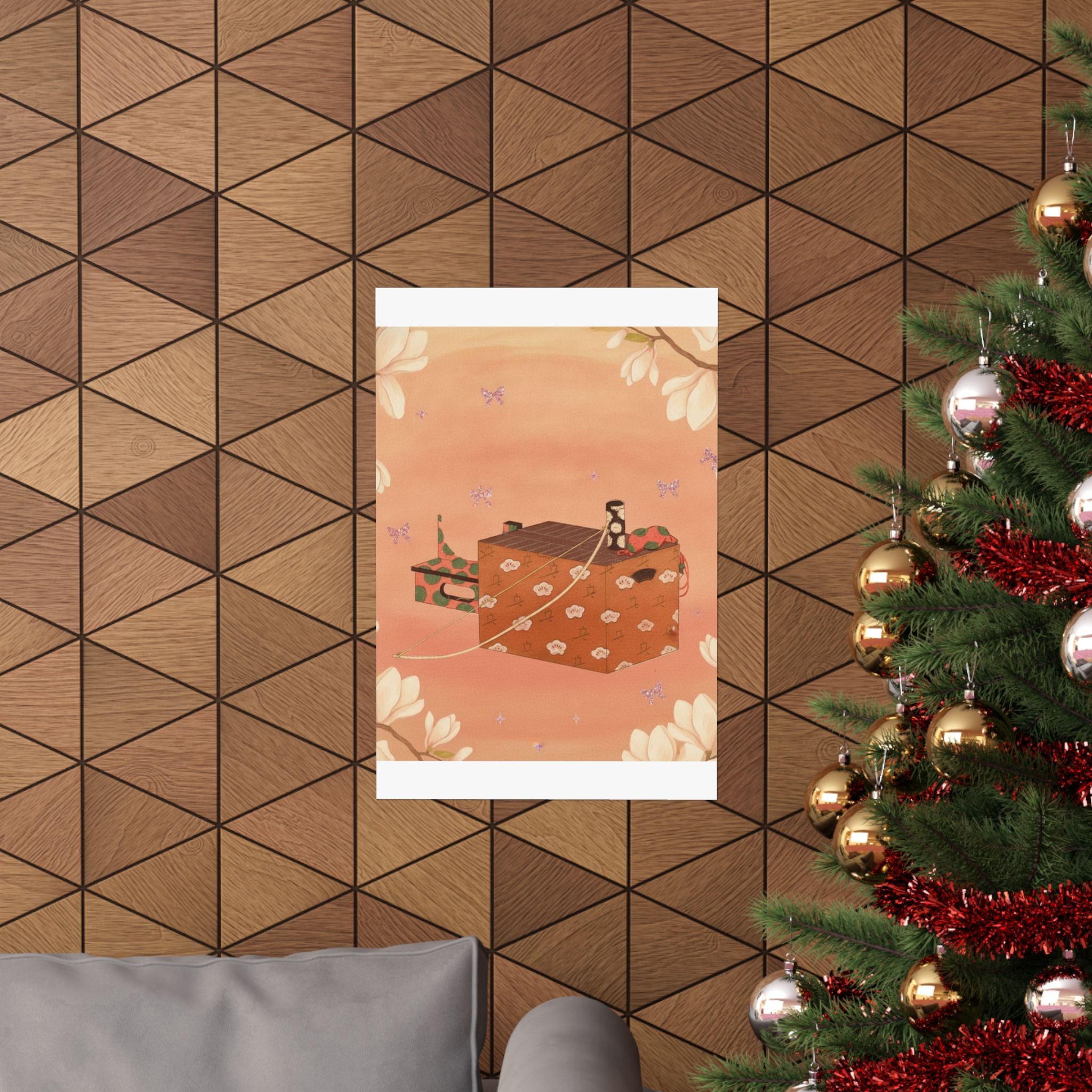 Southern Sunset — Box For Sugoroku Game (A Kind Of Backgammon), Bow And Drum — Matte Poster