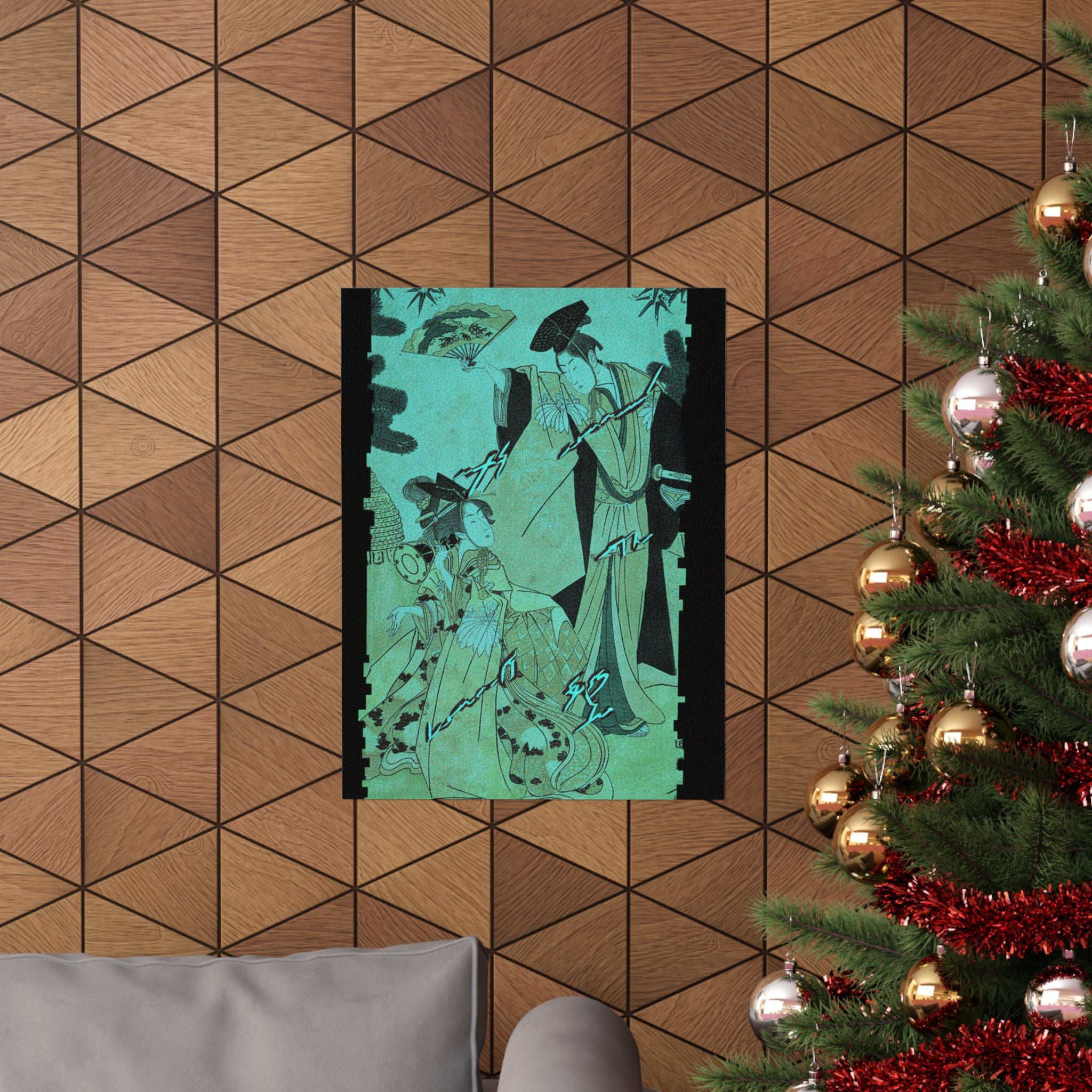 Glitch Culture — Young Lady With Drum And Man With Fan Saluting Her — Matte Poster