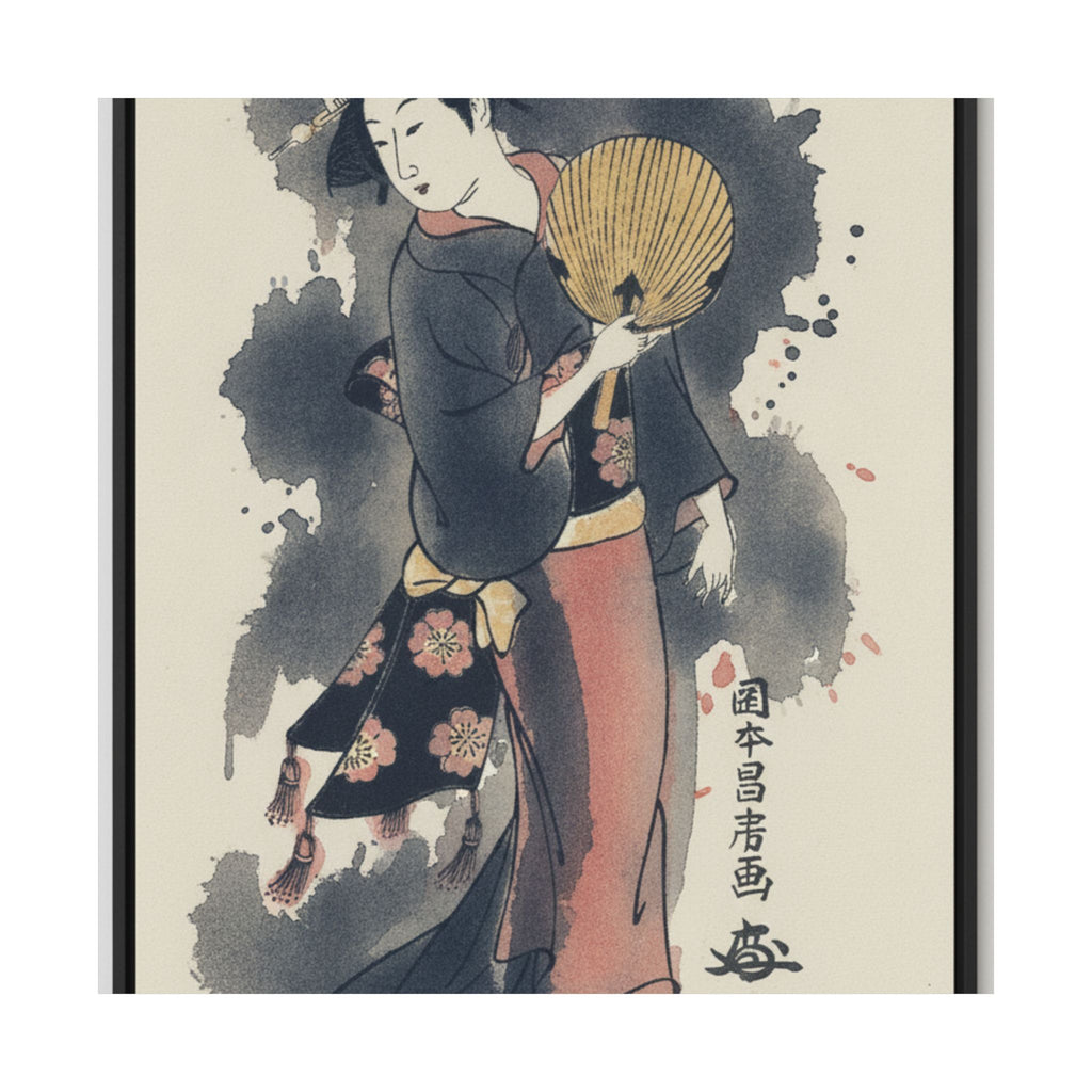 Watercolor — Girl With Fan — Matte Poster