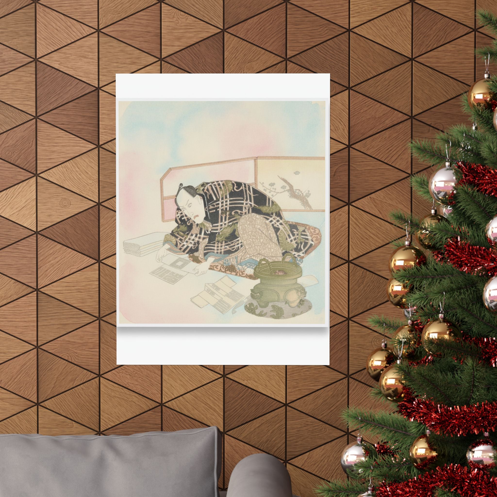 Watercolor — Ichikawa Danjūrō Vii Preparing New Year'S Gifts — Matte Poster