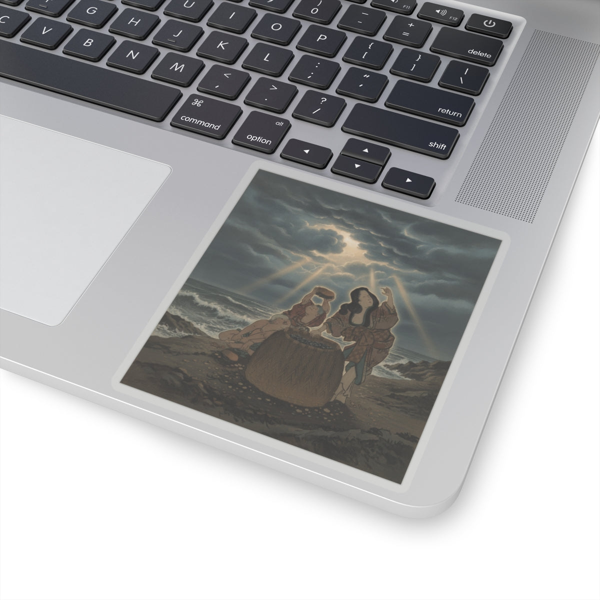 Dramatic Storm — Fisherwoman With A Basket And Two Boys — Kiss-Cut Sticker