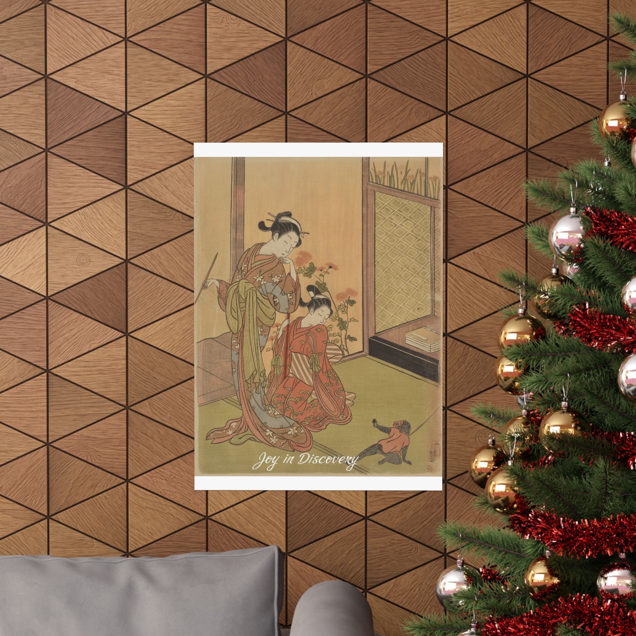 Affirmation — Two Girls Looking At A Monkey On A Leash — Matte Poster