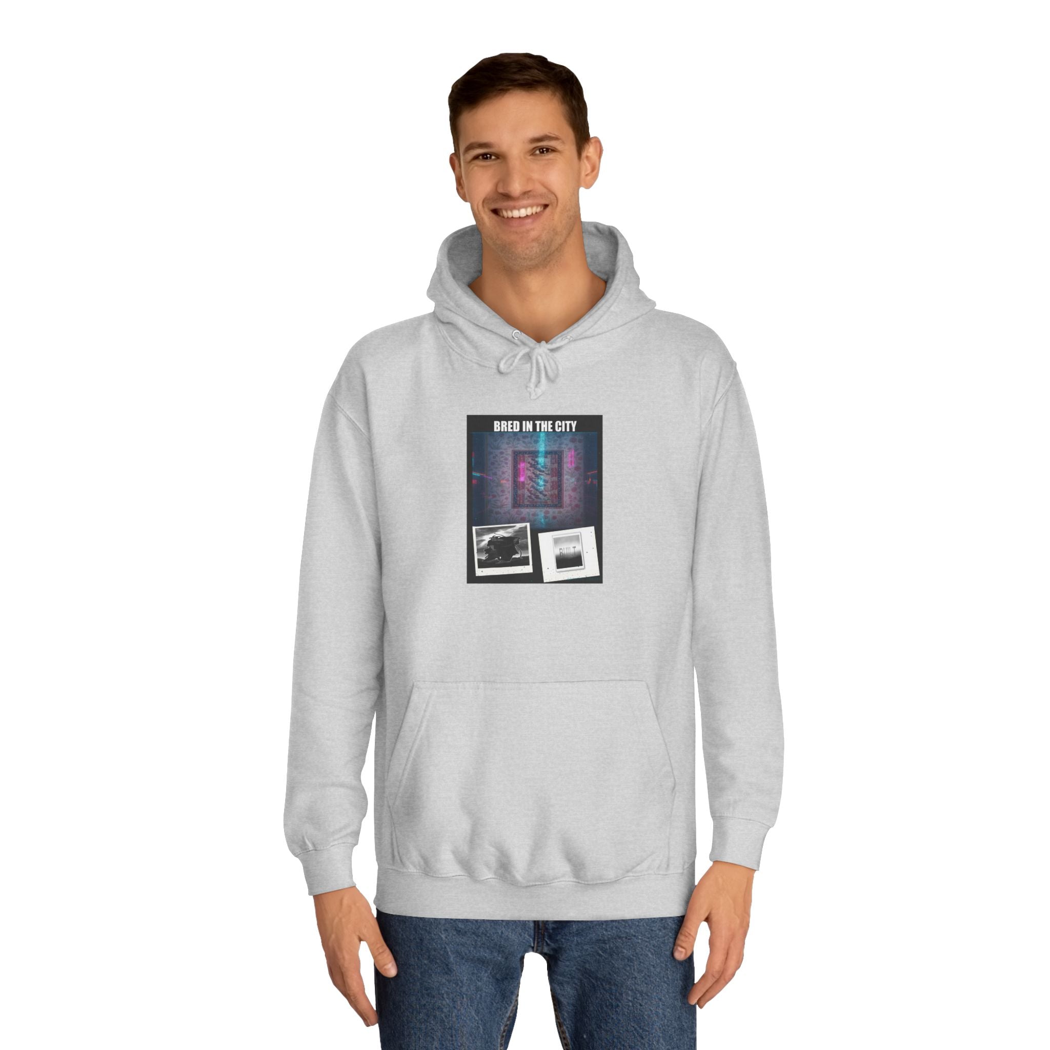 BRED IN THE CITY Purple Neon Collage Hoodie