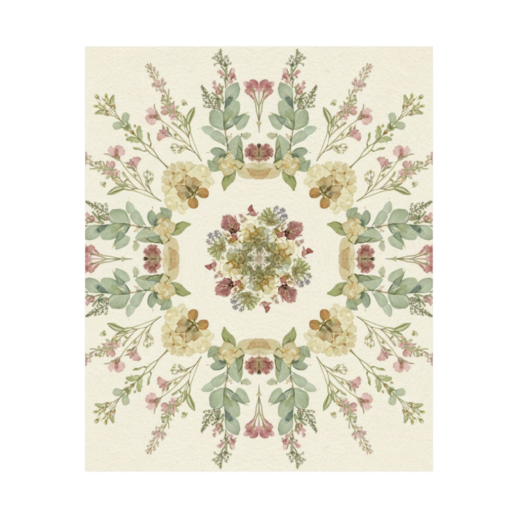 Pressed Wildflower Symmetry Cottagecore Botanical Poster