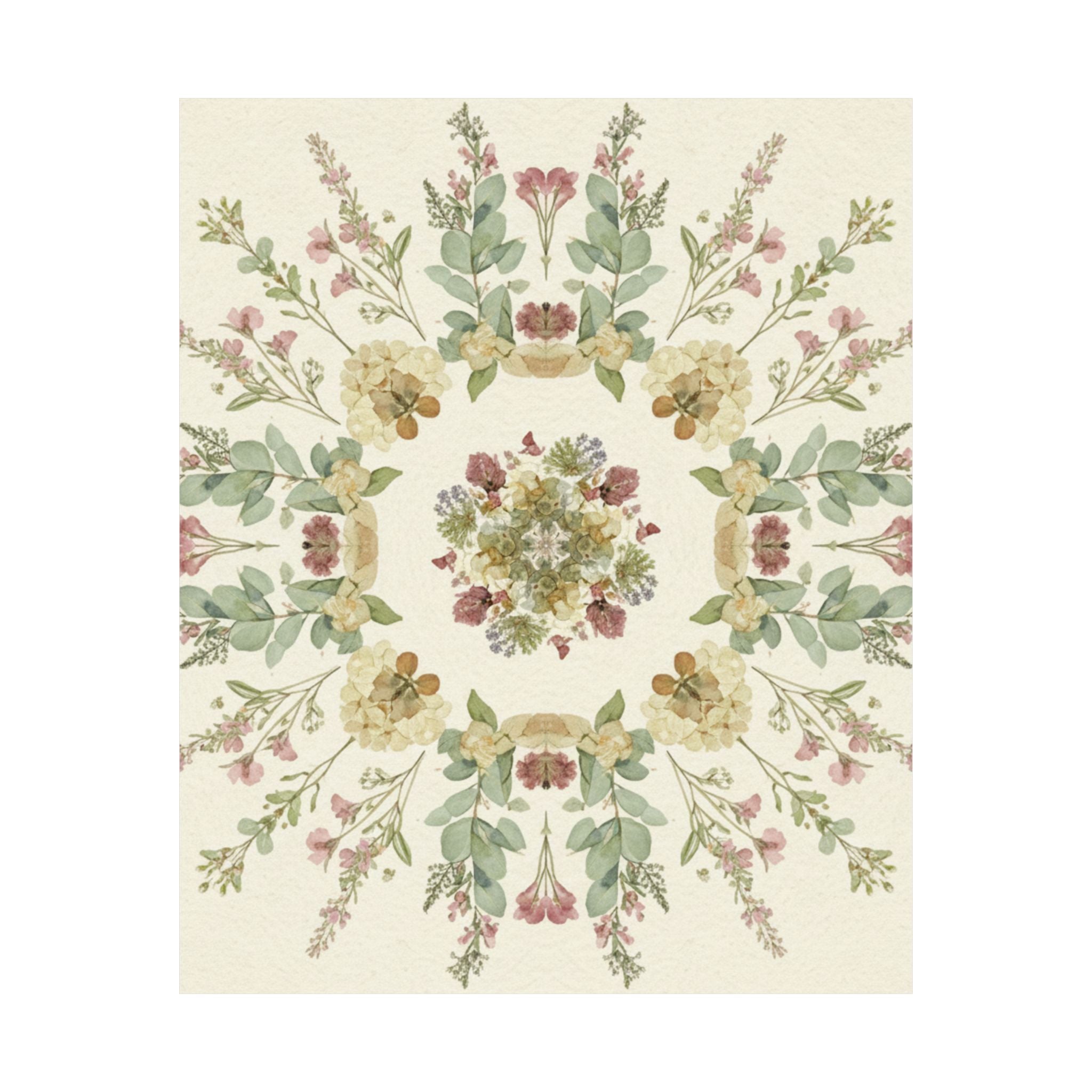 Pressed Wildflower Symmetry Cottagecore Botanical Poster