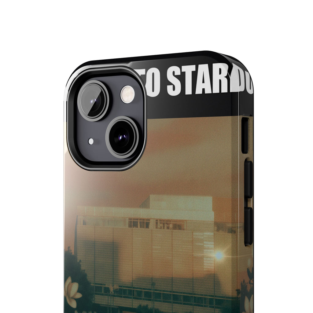 Dusk Brutalist Building and Daisies Photo Phone Case