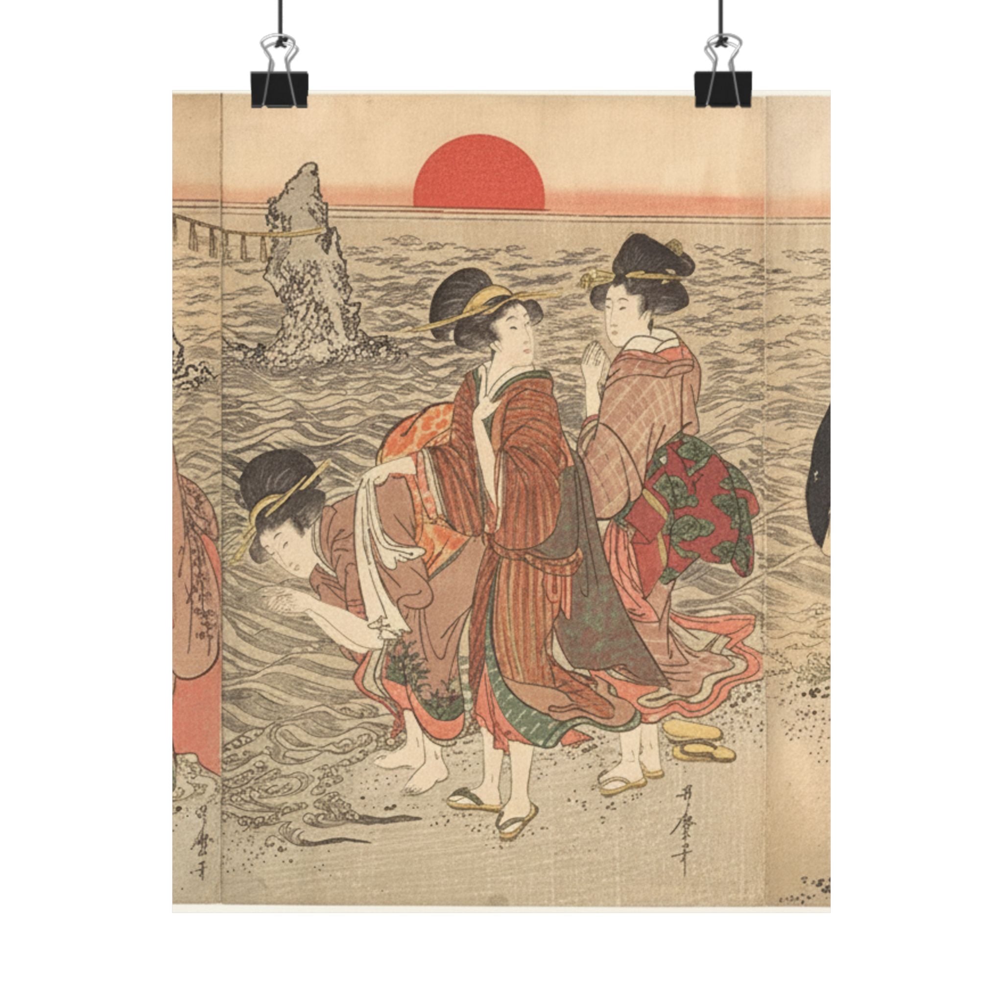 Ecommerce Main — Women Worshipping The Rising Sun Between The Twin Rocks At Ise — Matte Poster