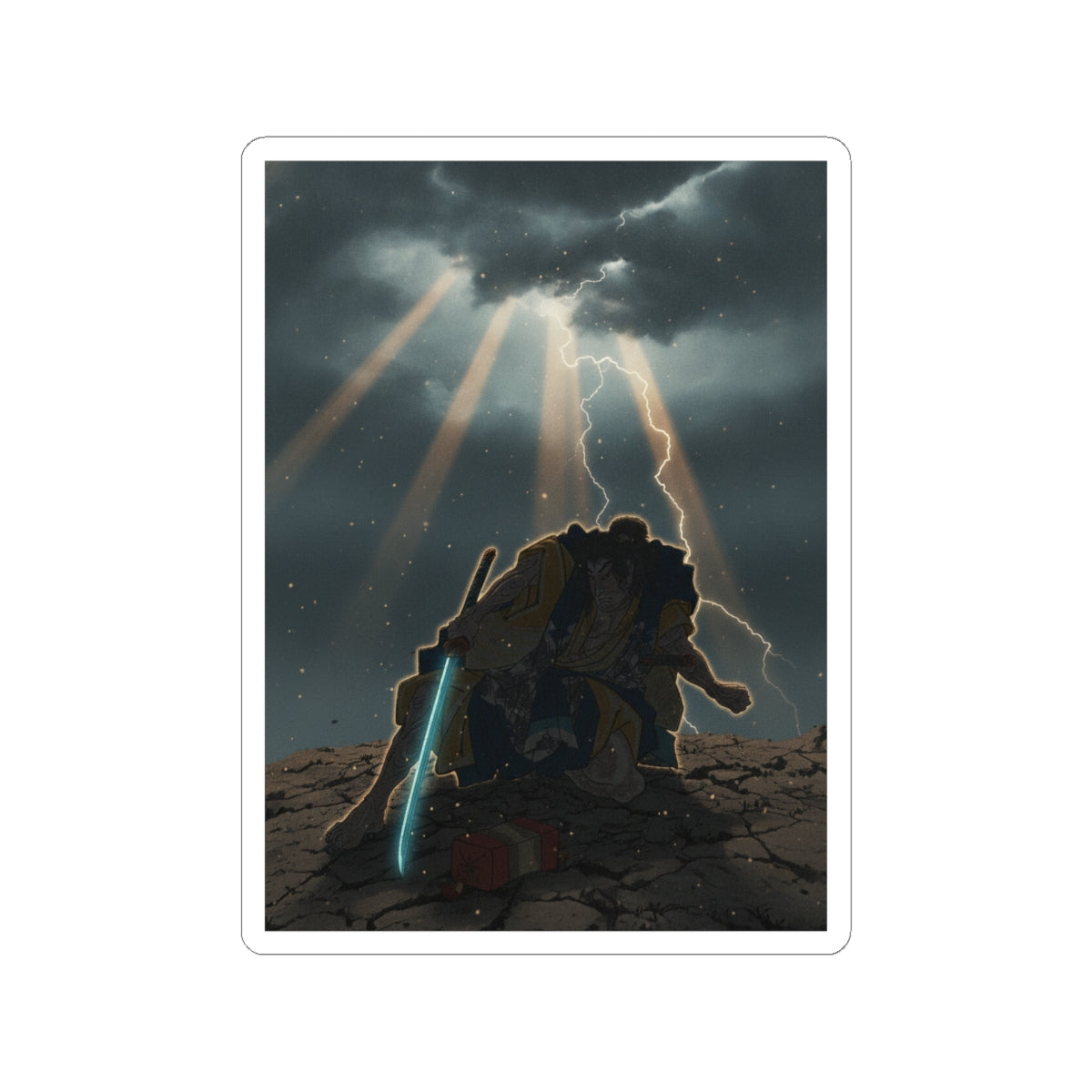 Dramatic Storm — “‘A Molted Cicada Shell’ (Utsusemi): Soga Gorō Tokimune,” From The Series Scenes — Kiss-Cut Sticker