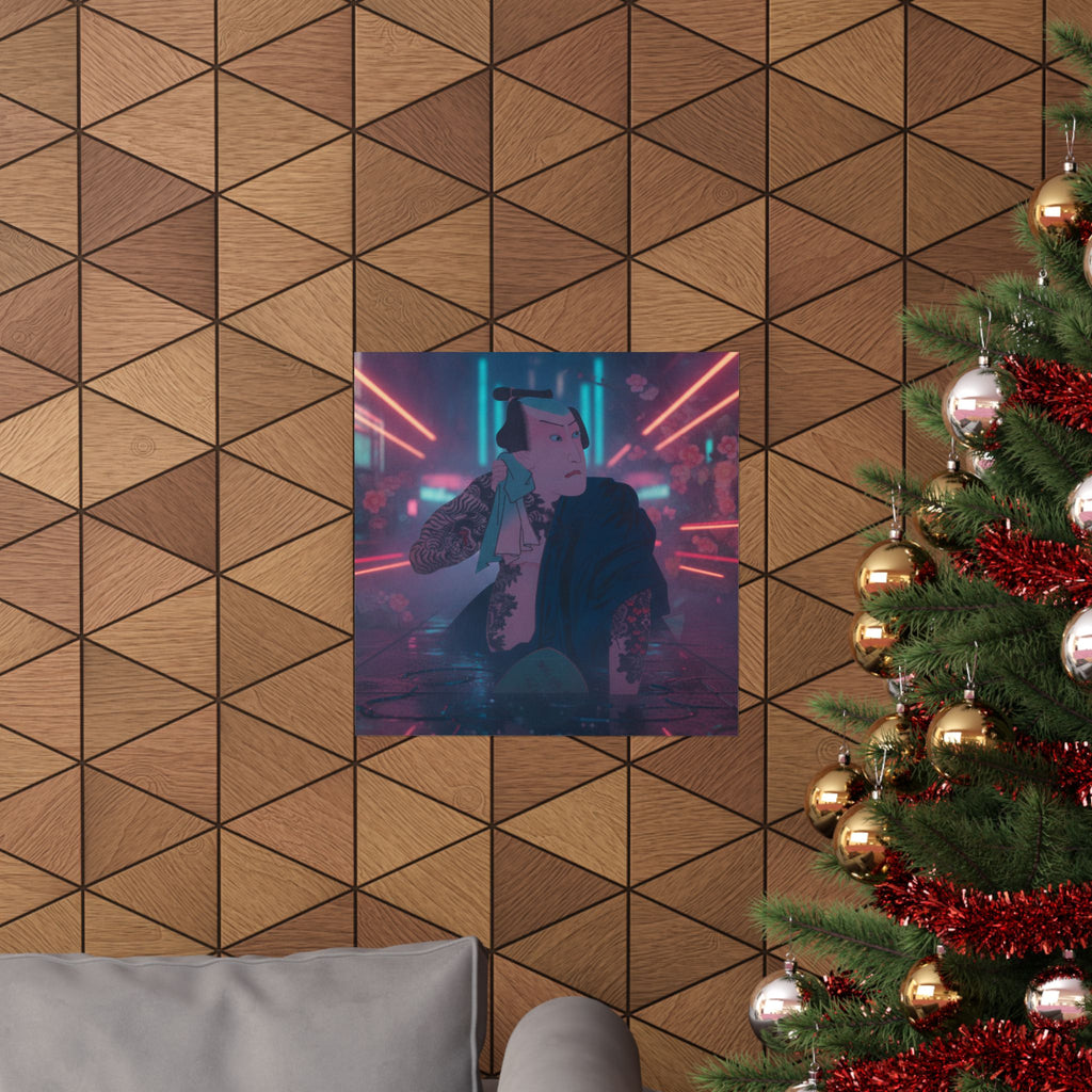 Neon Noir — The Actor Kawarazaki Gonjūrō I As Ude No Kisaburō, Likened To Wu Song The Asceti — Matte Poster