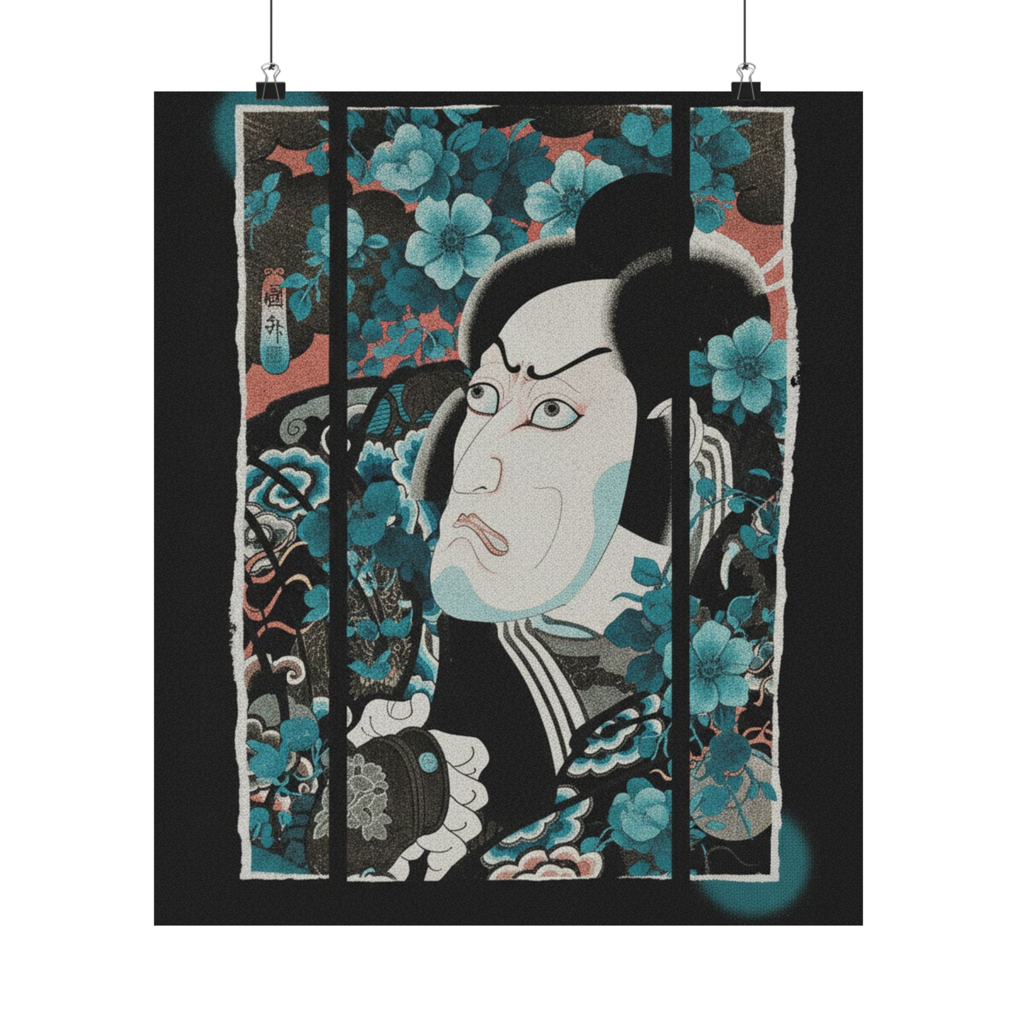 Streetwear Collage — Kabuki Actor Ichikawa Ebizō V As Kumagai Jirō Naozane — Matte Poster