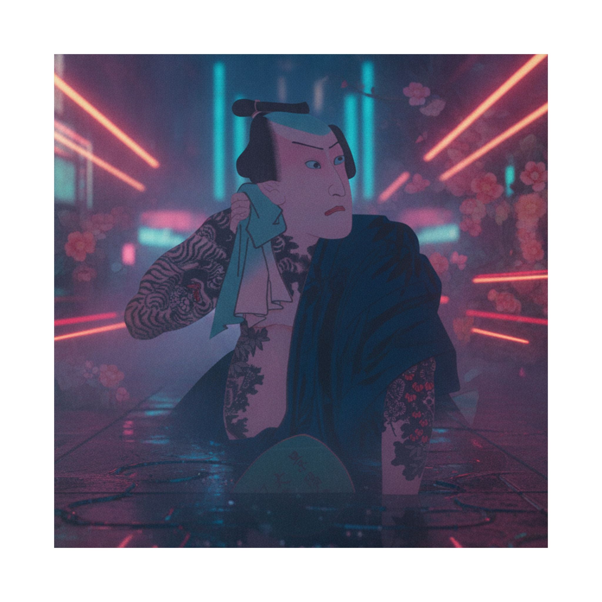 Neon Noir — The Actor Kawarazaki Gonjūrō I As Ude No Kisaburō, Likened To Wu Song The Asceti — Matte Poster
