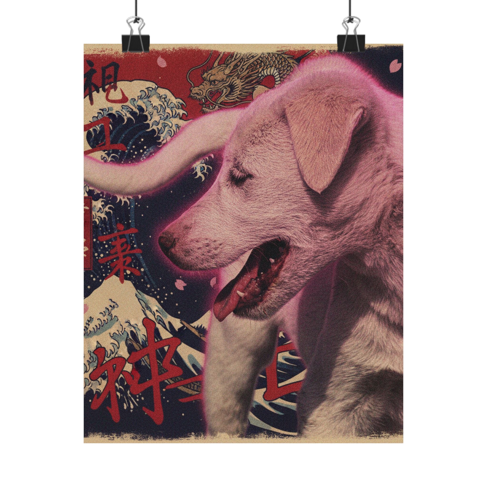 Japanese Street — Dog — Matte Poster