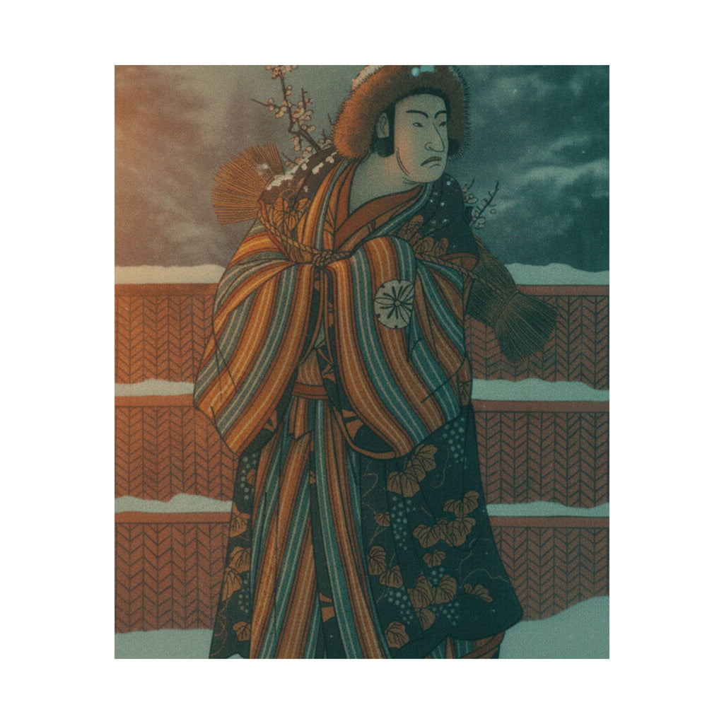 Cinematic — Matsumoto Sumezō As A Man In Winter Attire Standing In The Snow — Matte Poster