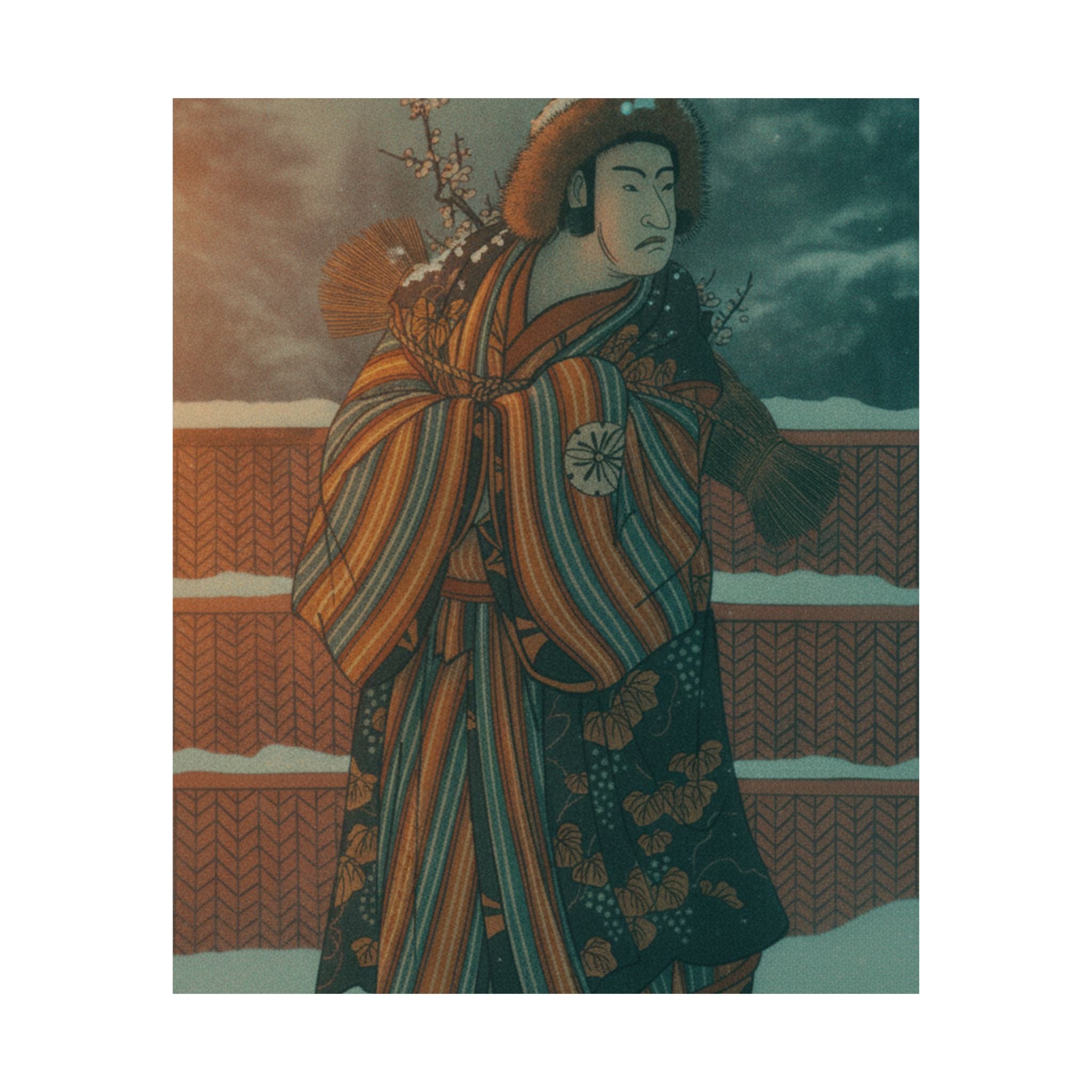 Cinematic — Matsumoto Sumezō As A Man In Winter Attire Standing In The Snow — Matte Poster