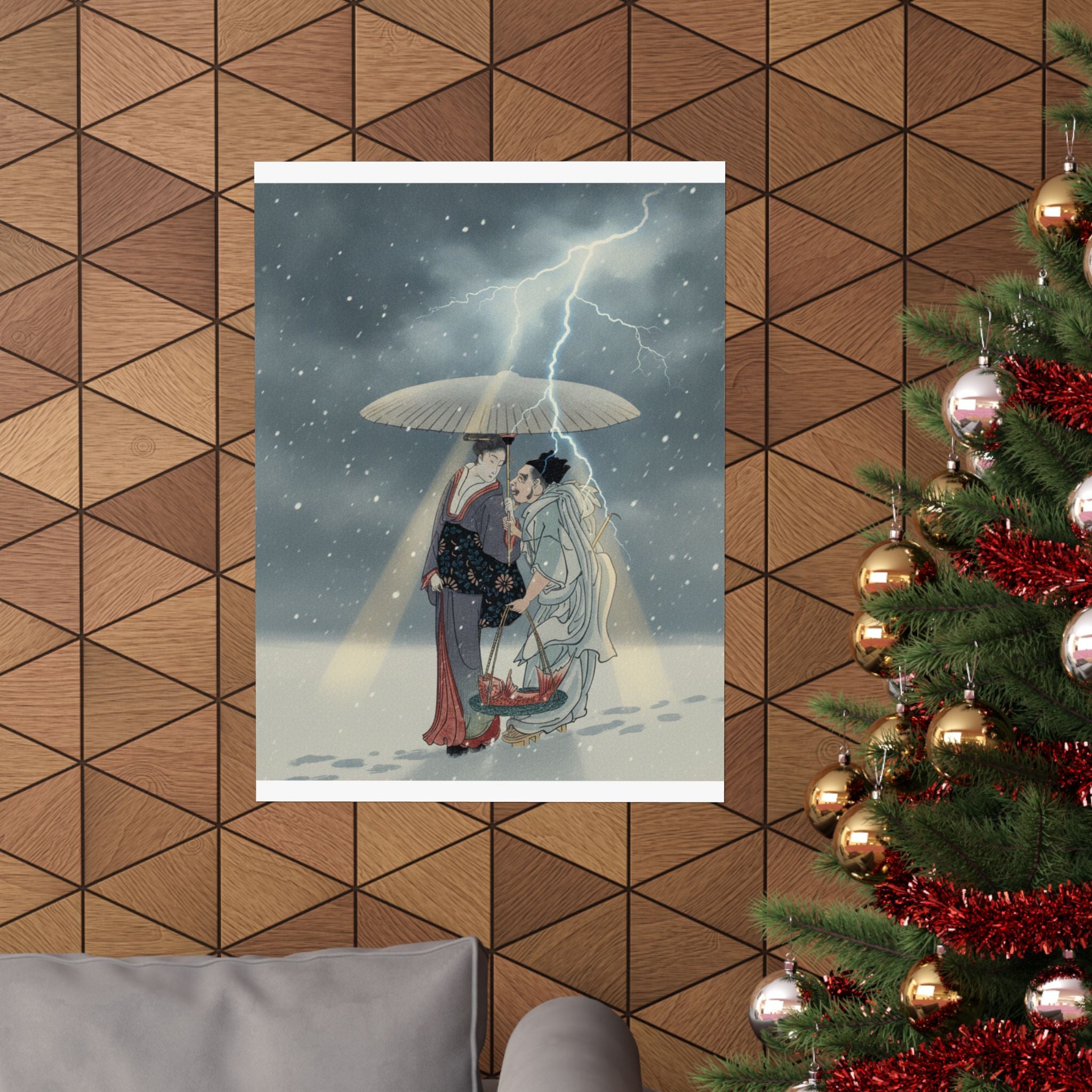 Dramatic Storm — Ebisu And Benten Walking In The Snow — Matte Poster