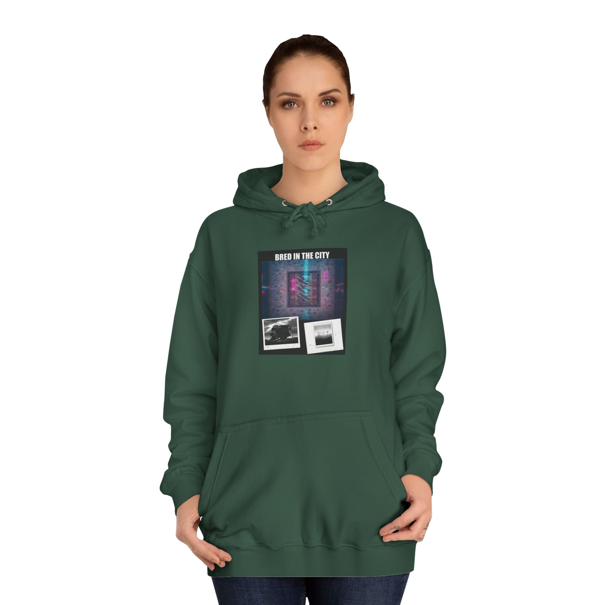 BRED IN THE CITY Purple Neon Collage Hoodie