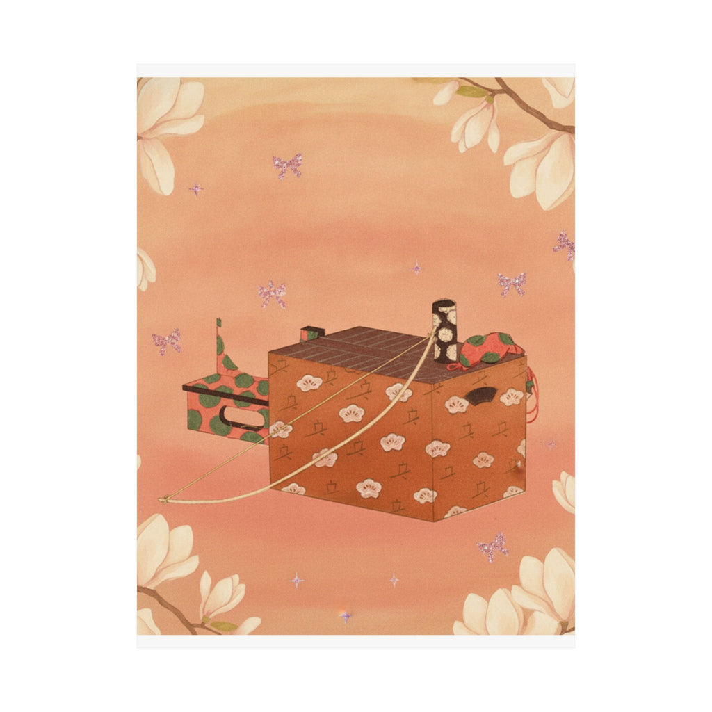 Southern Sunset — Box For Sugoroku Game (A Kind Of Backgammon), Bow And Drum — Matte Poster