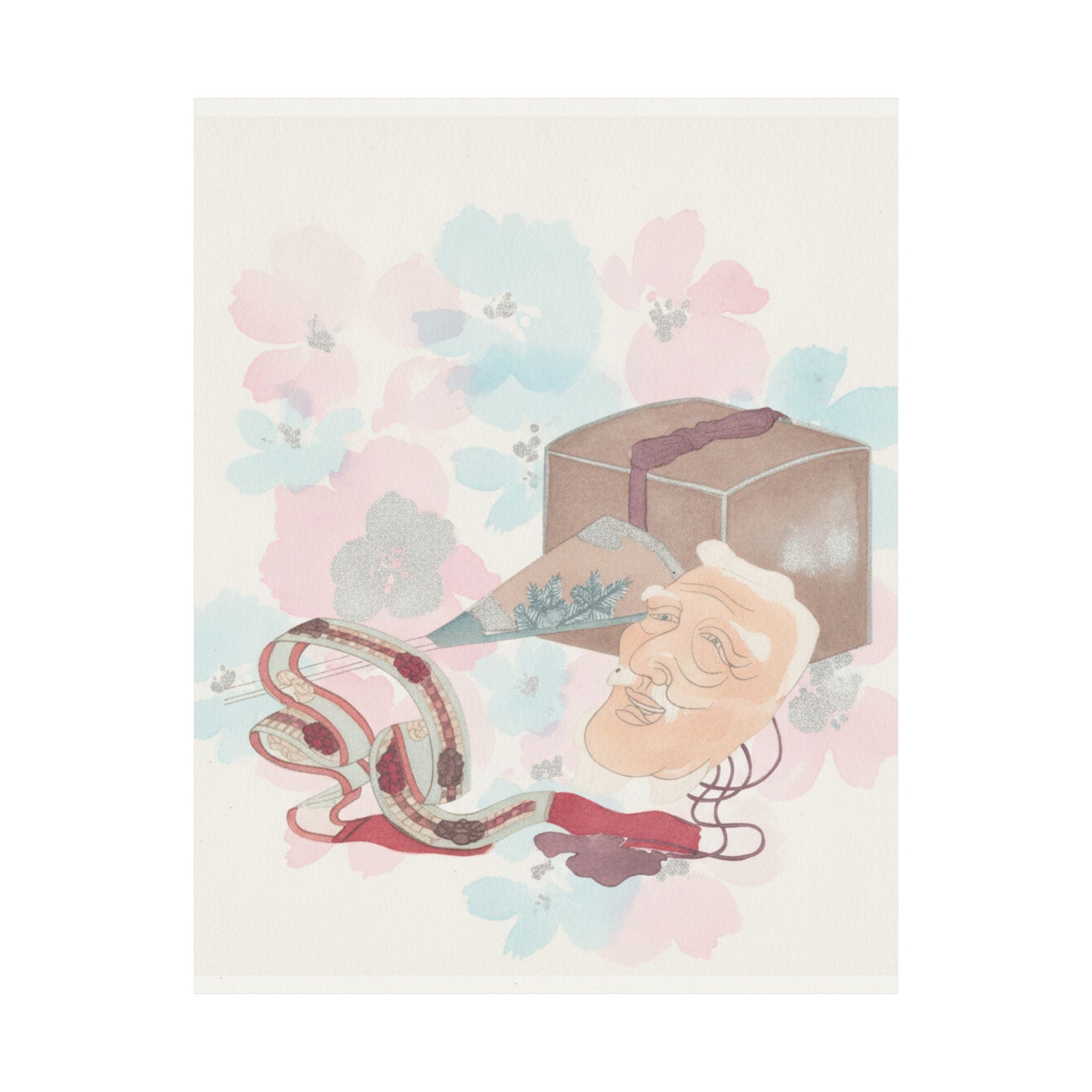 Watercolor — Mask And Other Objects For The Noh Dance — Matte Poster