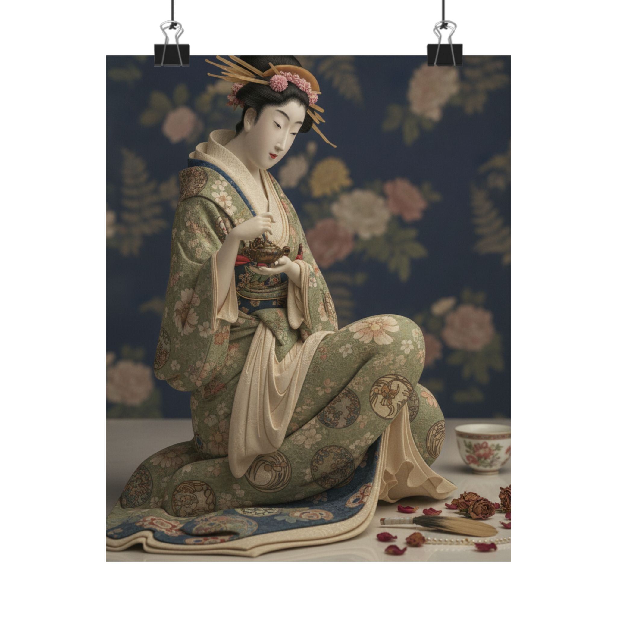 Product Marketing — Konosato Of Takeya Seated, Holding An Incense Burner — Matte Poster