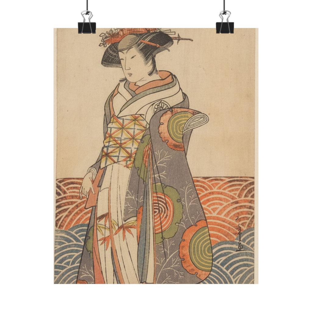 Product Marketing — The Third Segawa Kikunojo As A Woman Standing In A Room Having A Wave-Pattern Da — Matte Poster