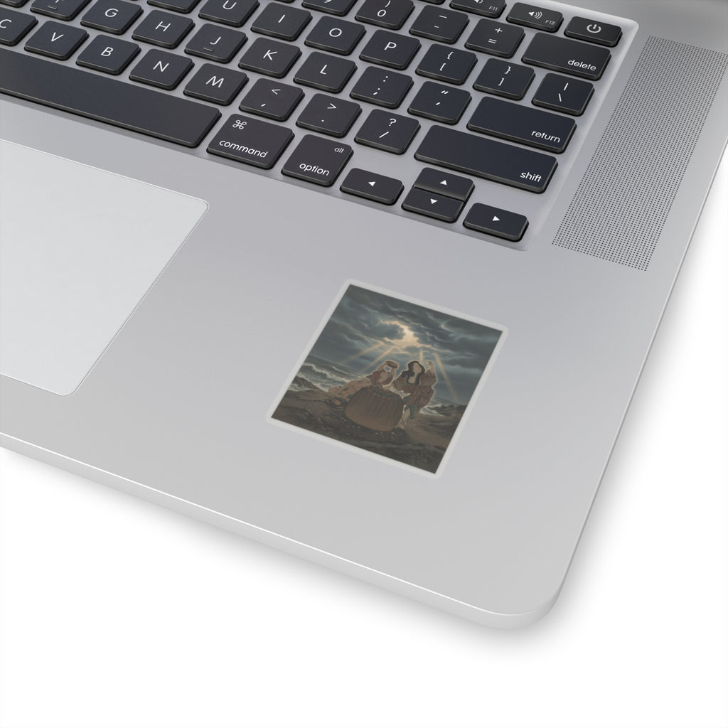 Dramatic Storm — Fisherwoman With A Basket And Two Boys — Kiss-Cut Sticker