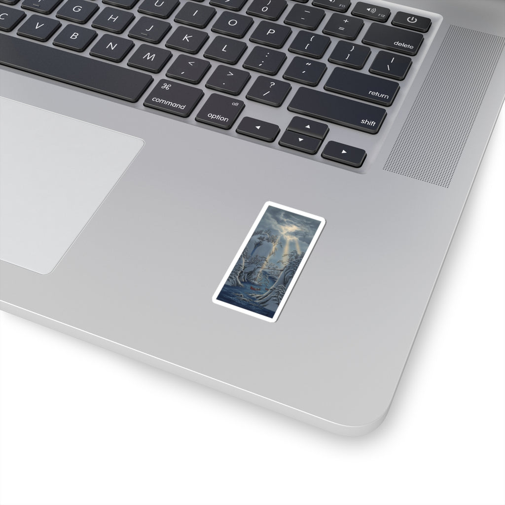Dramatic Storm — River Gorge In Snow — Kiss-Cut Sticker