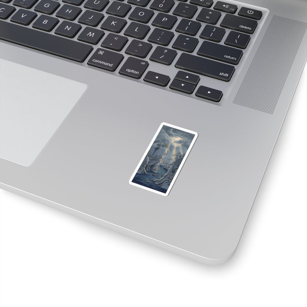 Dramatic Storm — River Gorge In Snow — Kiss-Cut Sticker