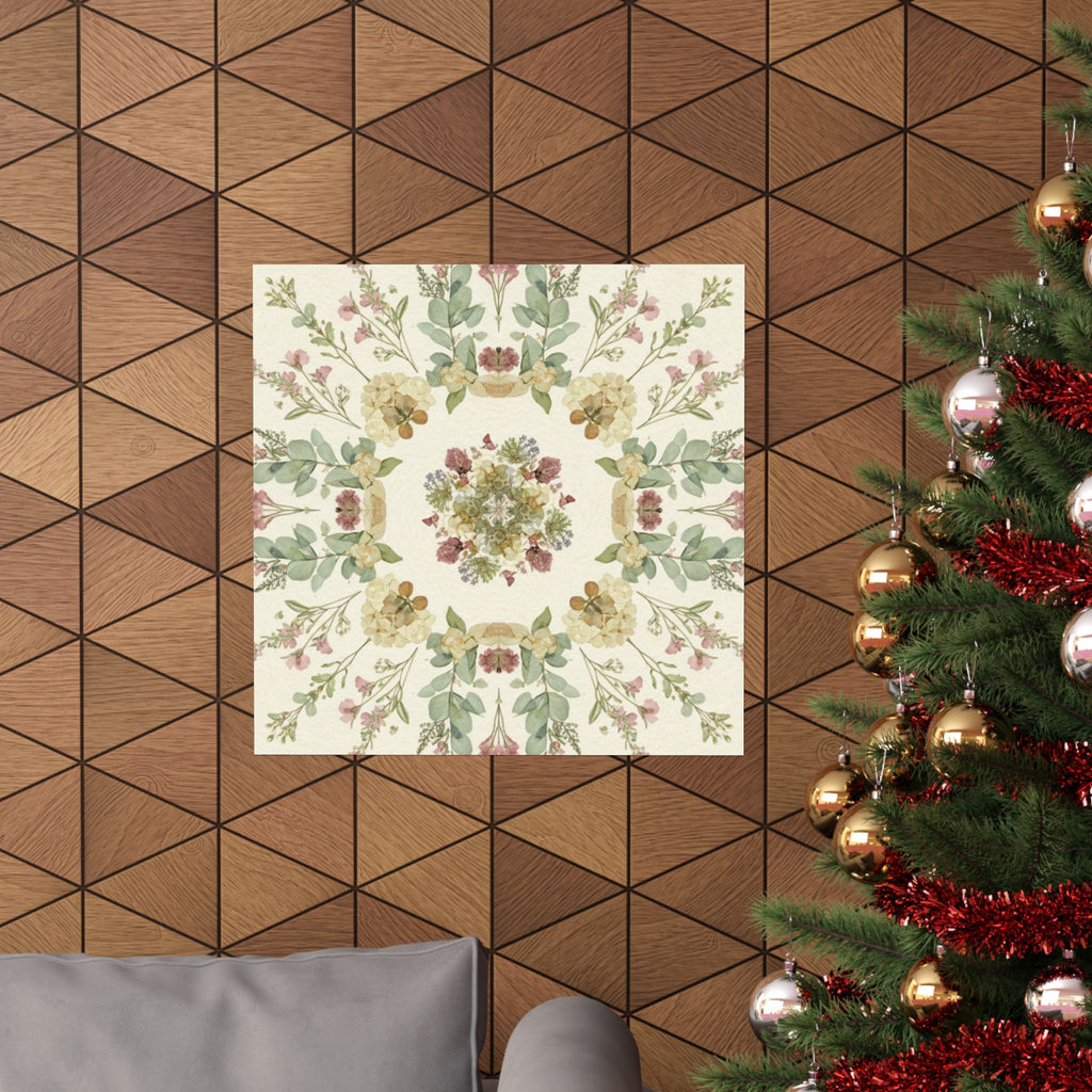 Pressed Wildflower Symmetry Cottagecore Botanical Poster